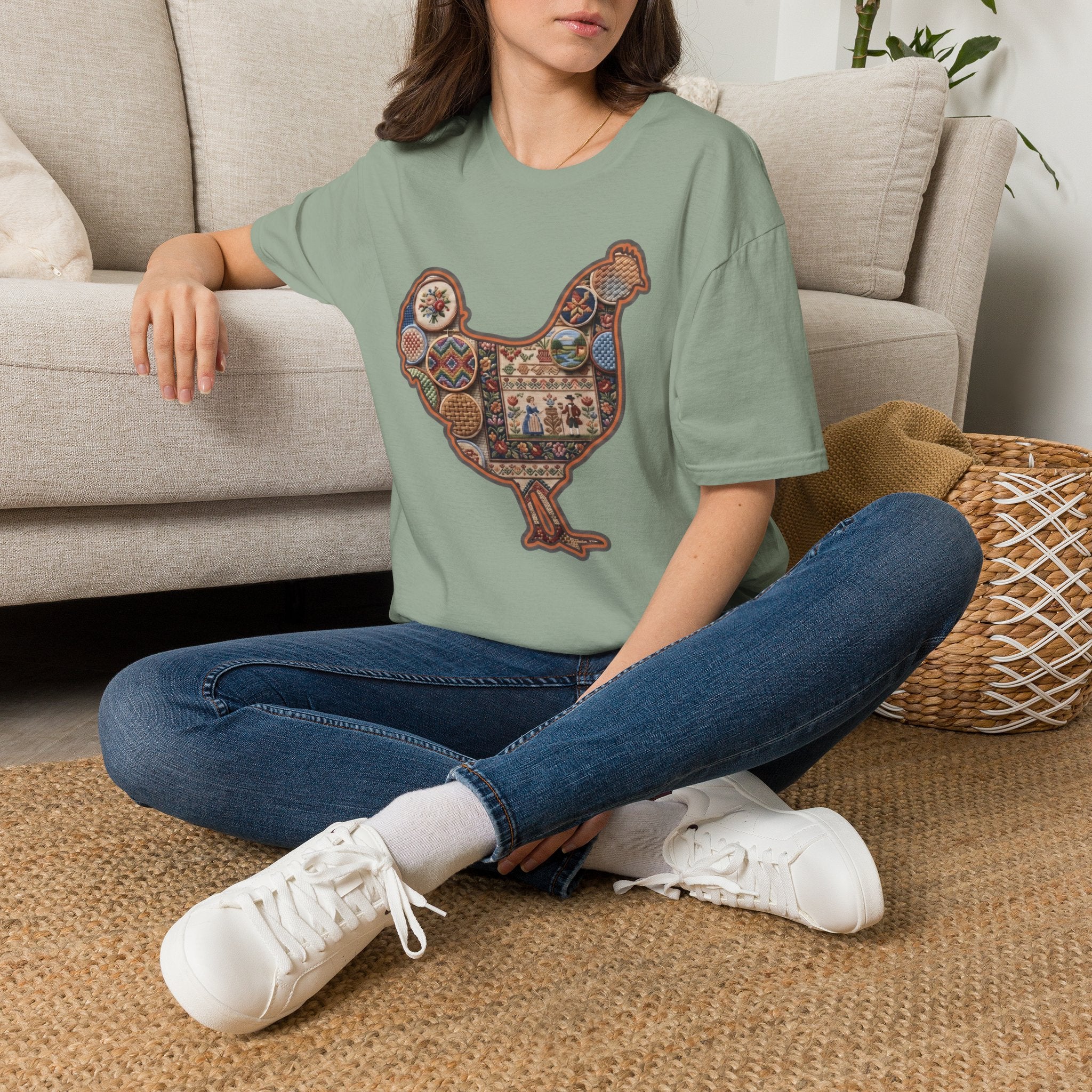 Hen Silhouette Needlepoint T-Shirt