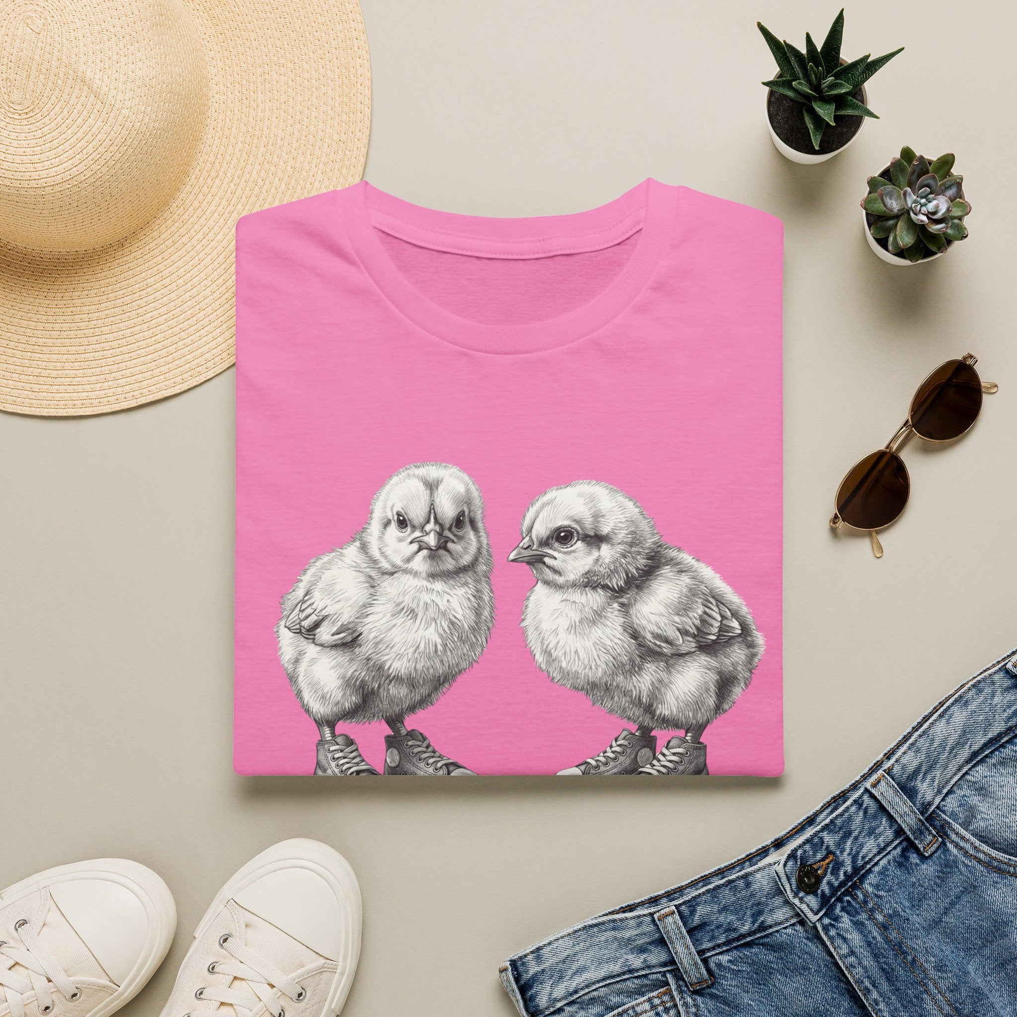 Baby Chicks in Clucks Drawing T-Shirt