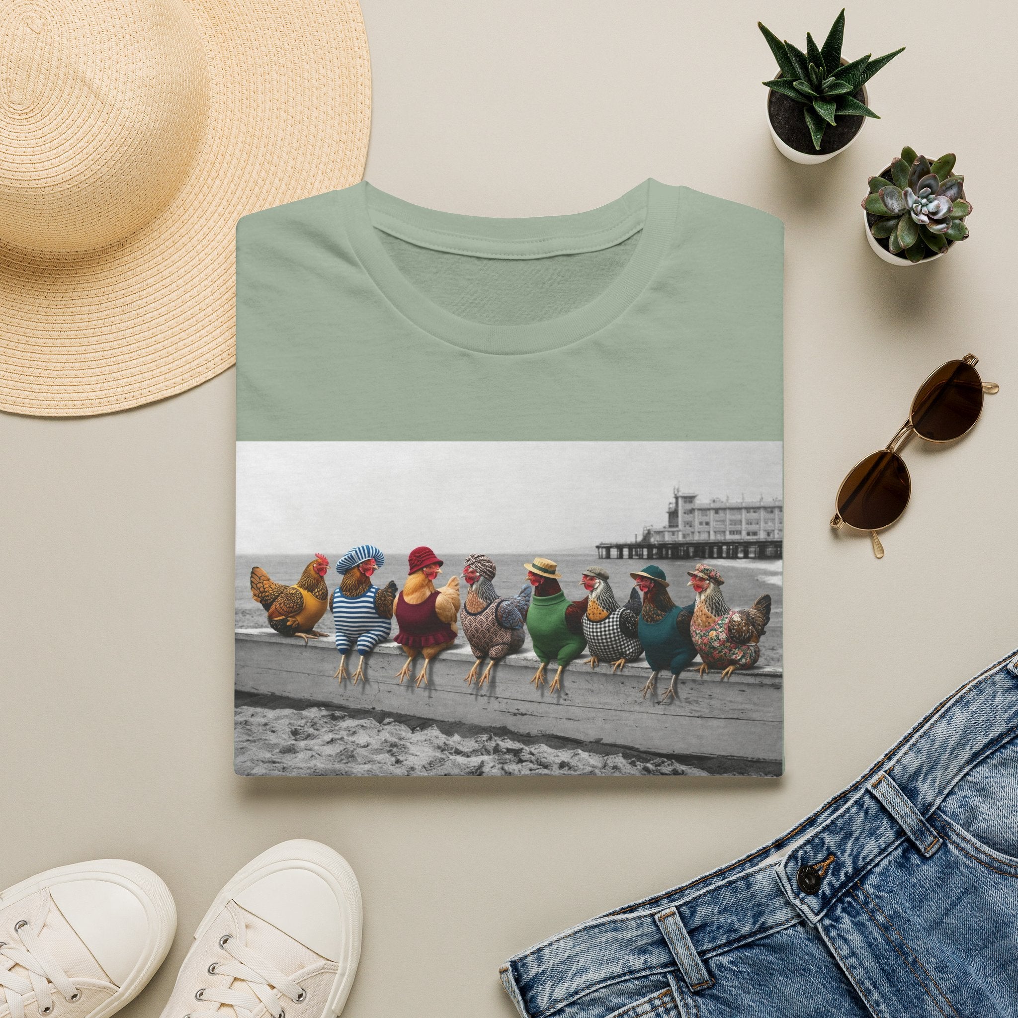 Beach Hens Sitting Color T-Shirt