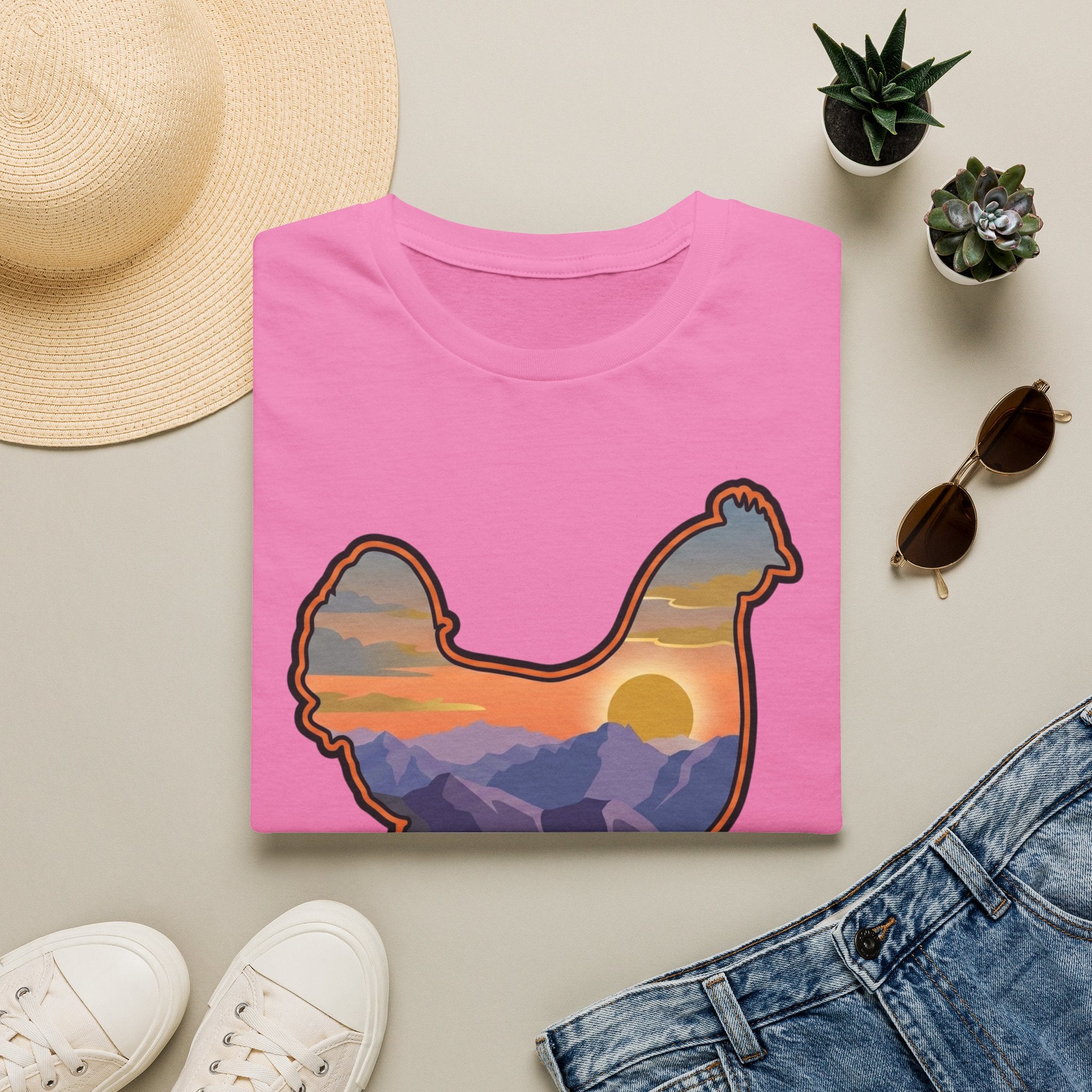 Hen Silhouette Mountain Sunset V T-Shirt