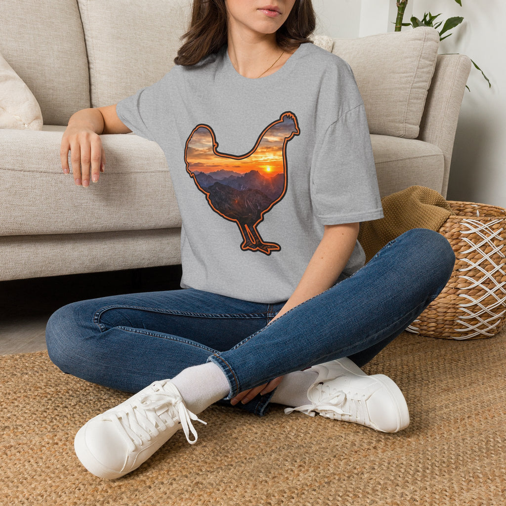 Hen Silhouette Mountain Sunset T-Shirt
