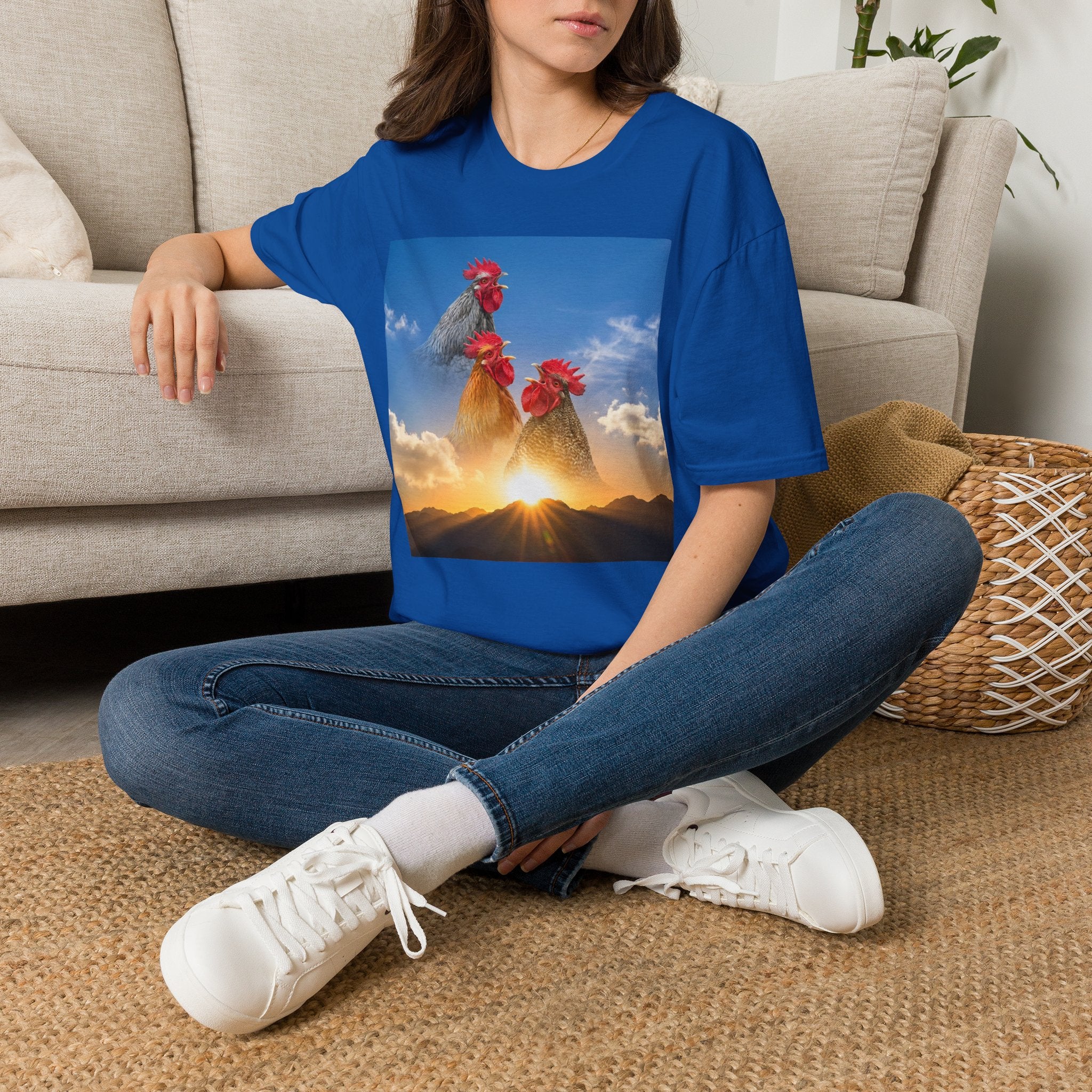 3 Rooster Sunrise Mountain T-Shirt