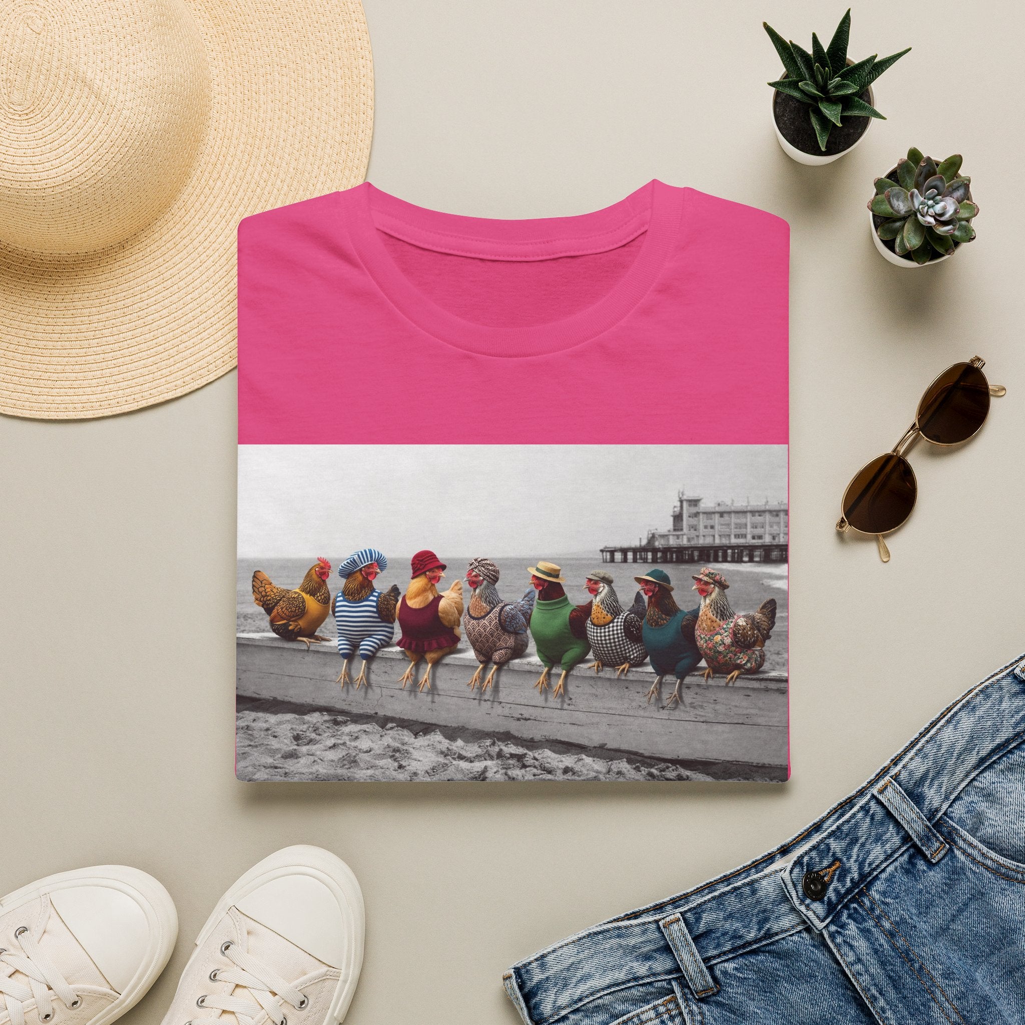 Beach Hens Sitting Color T-Shirt