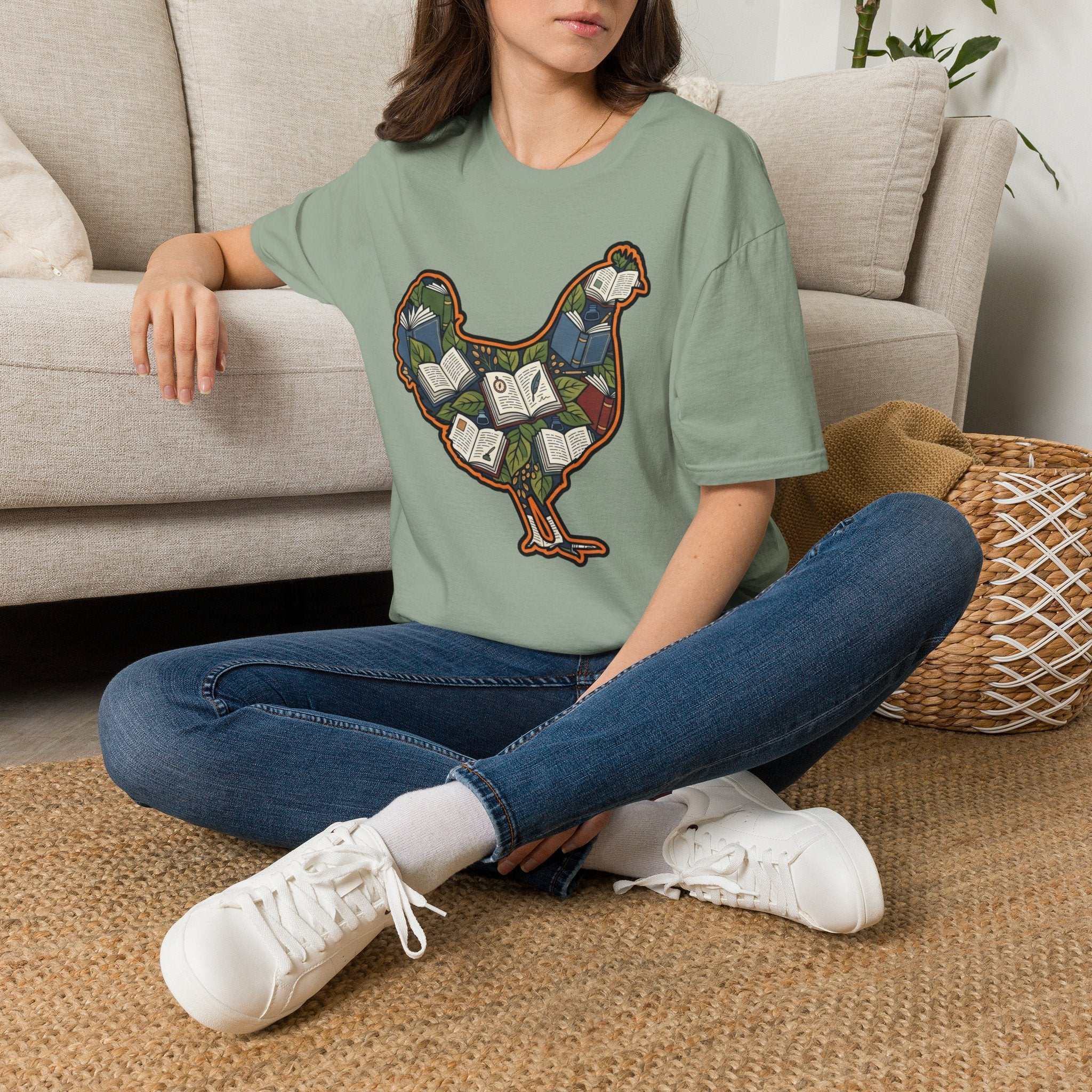 Hen Silhouette Books V T-Shirt