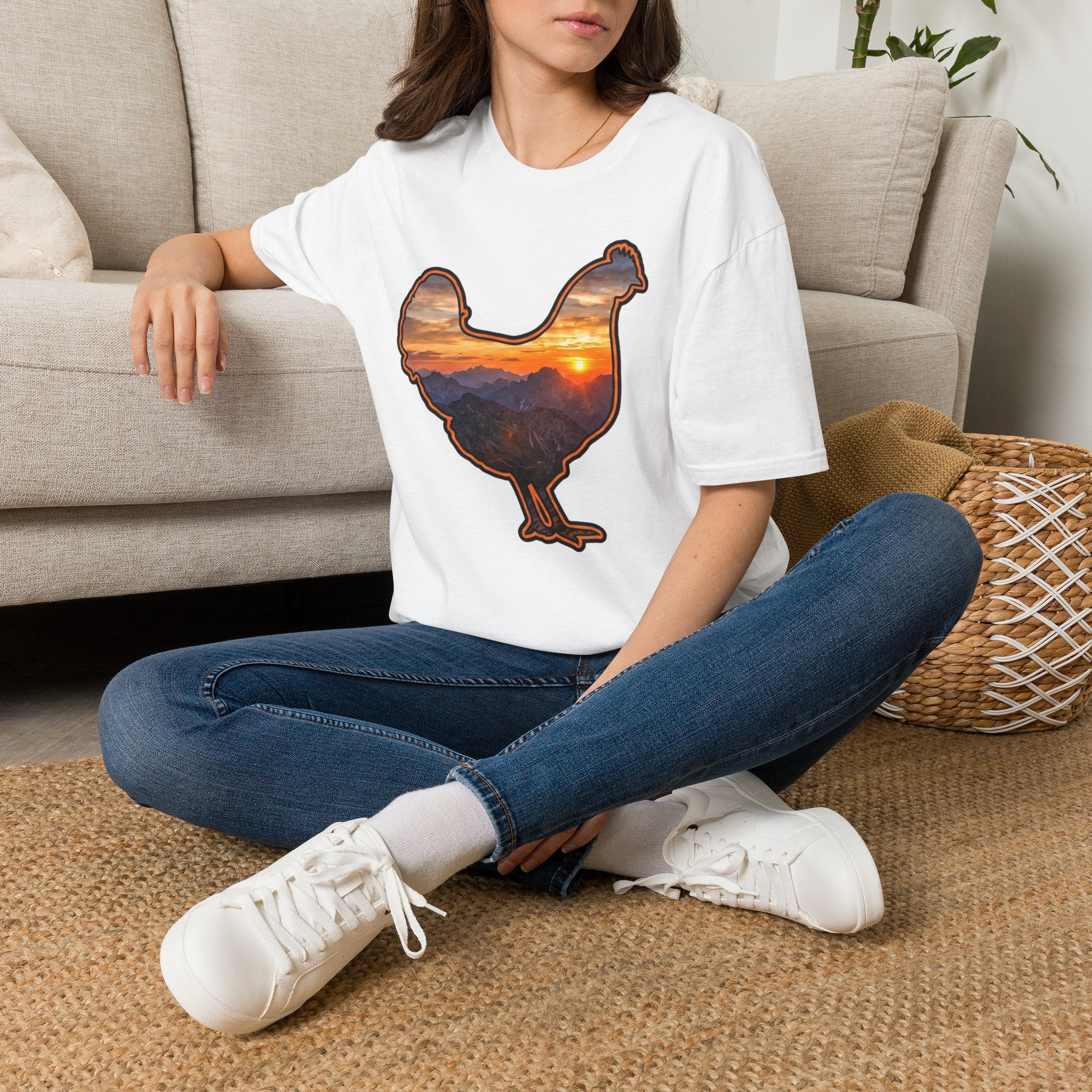 Hen Silhouette Mountain Sunset T-Shirt