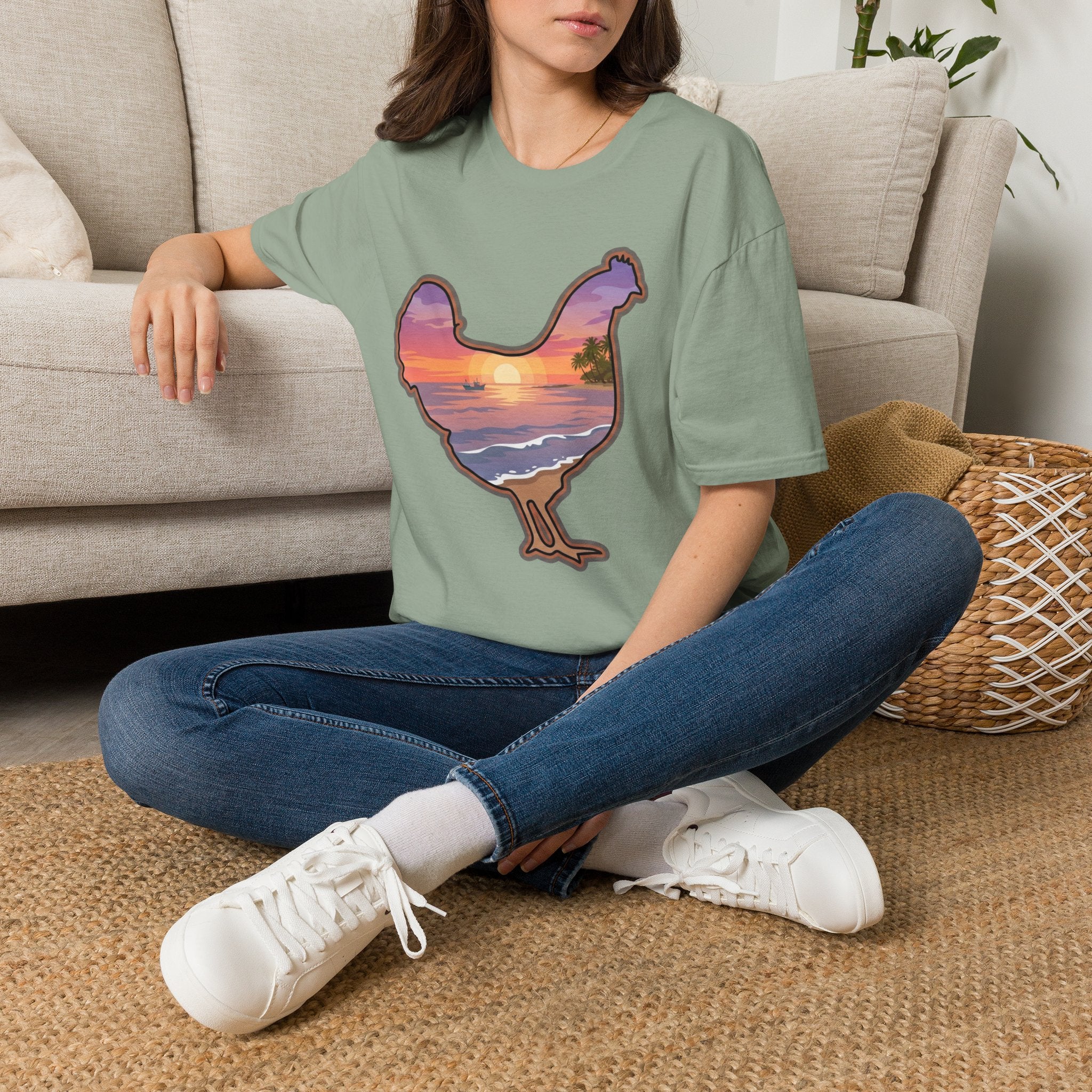 Hen Silhouette Beach V T-Shirt