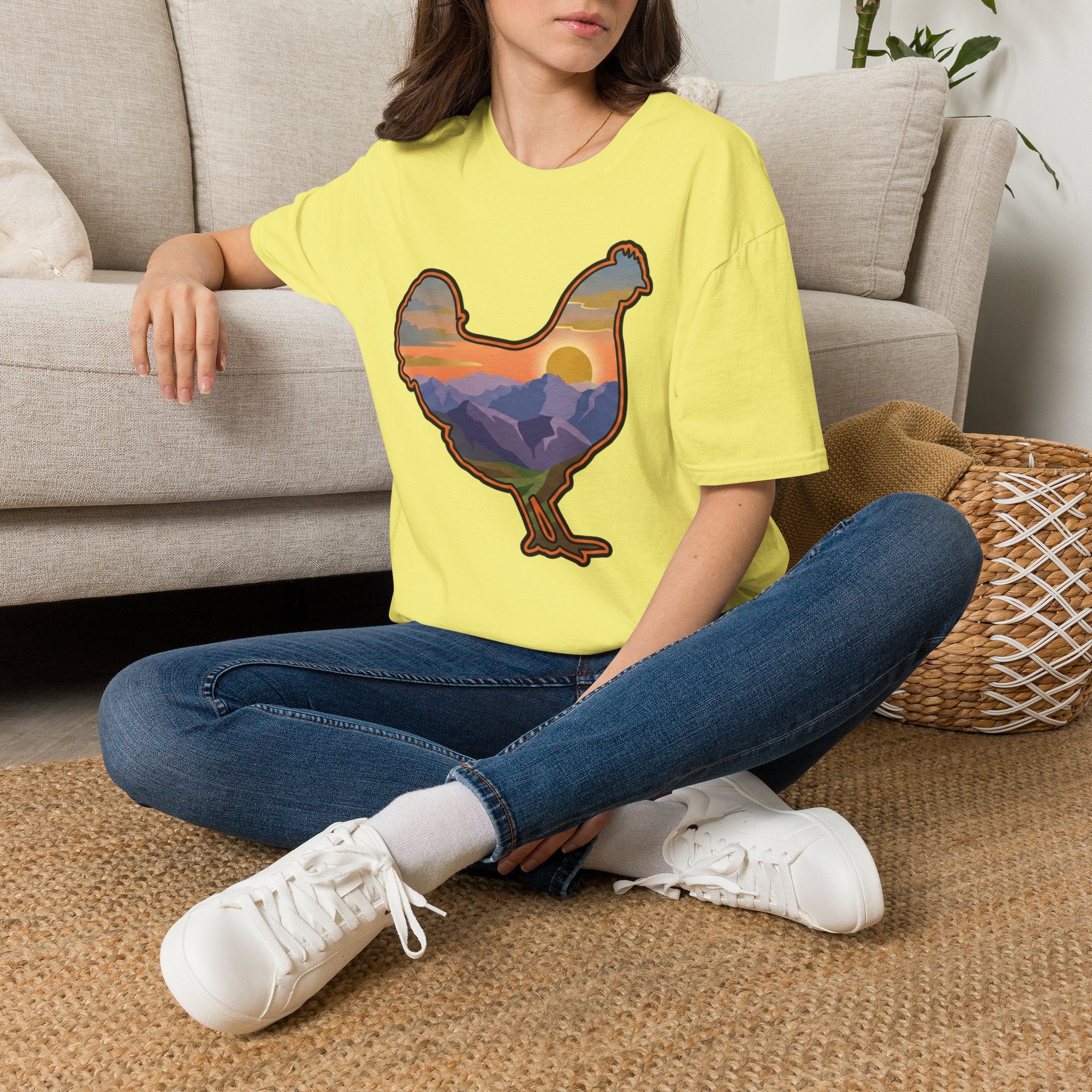 Hen Silhouette Mountain Sunset V T-Shirt