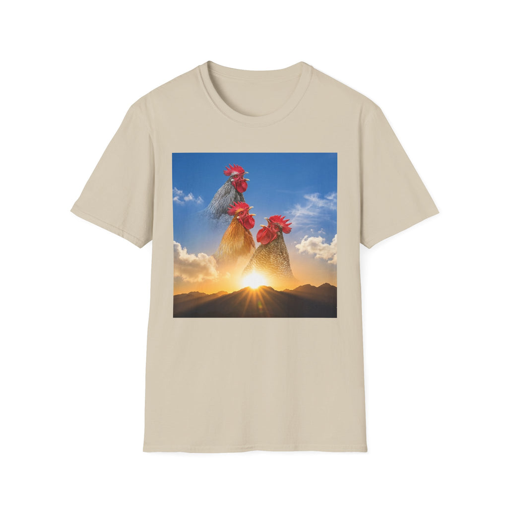 3 Rooster Sunrise Mountain T-Shirt