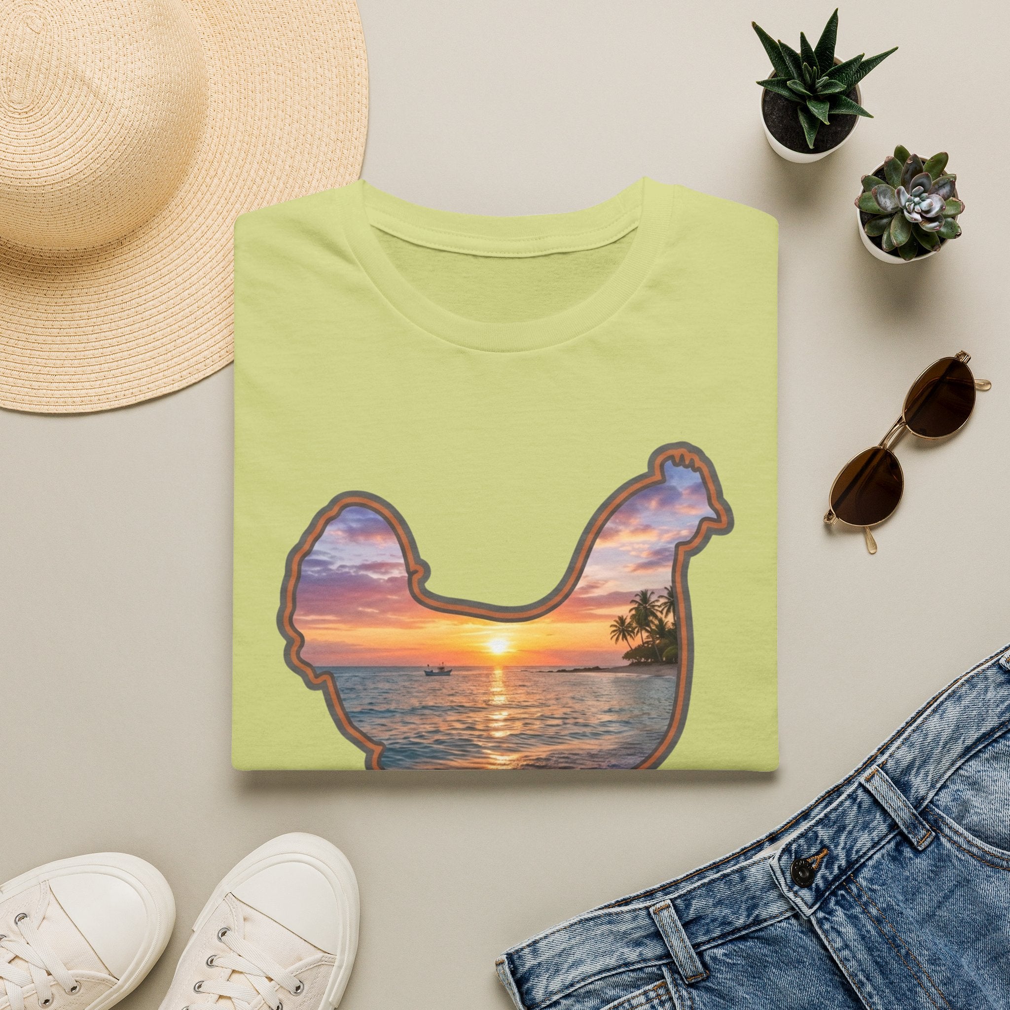 Hen Silhouette Beach T-Shirt