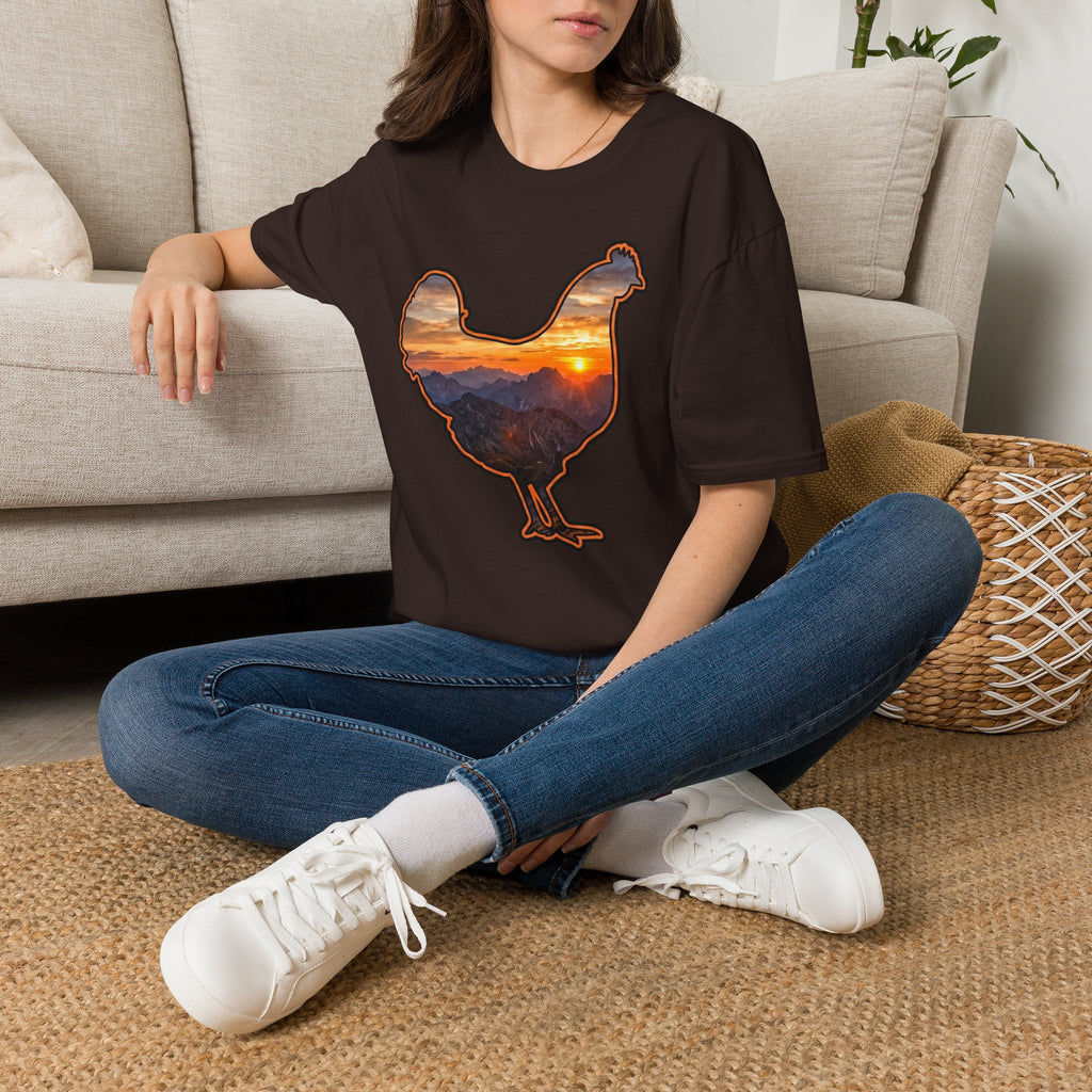 Hen Silhouette Mountain Sunset T-Shirt
