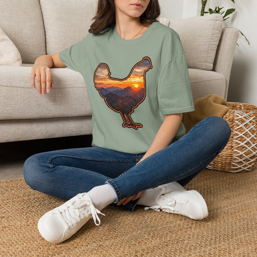 Hen Silhouette Mountain Sunset T-Shirt
