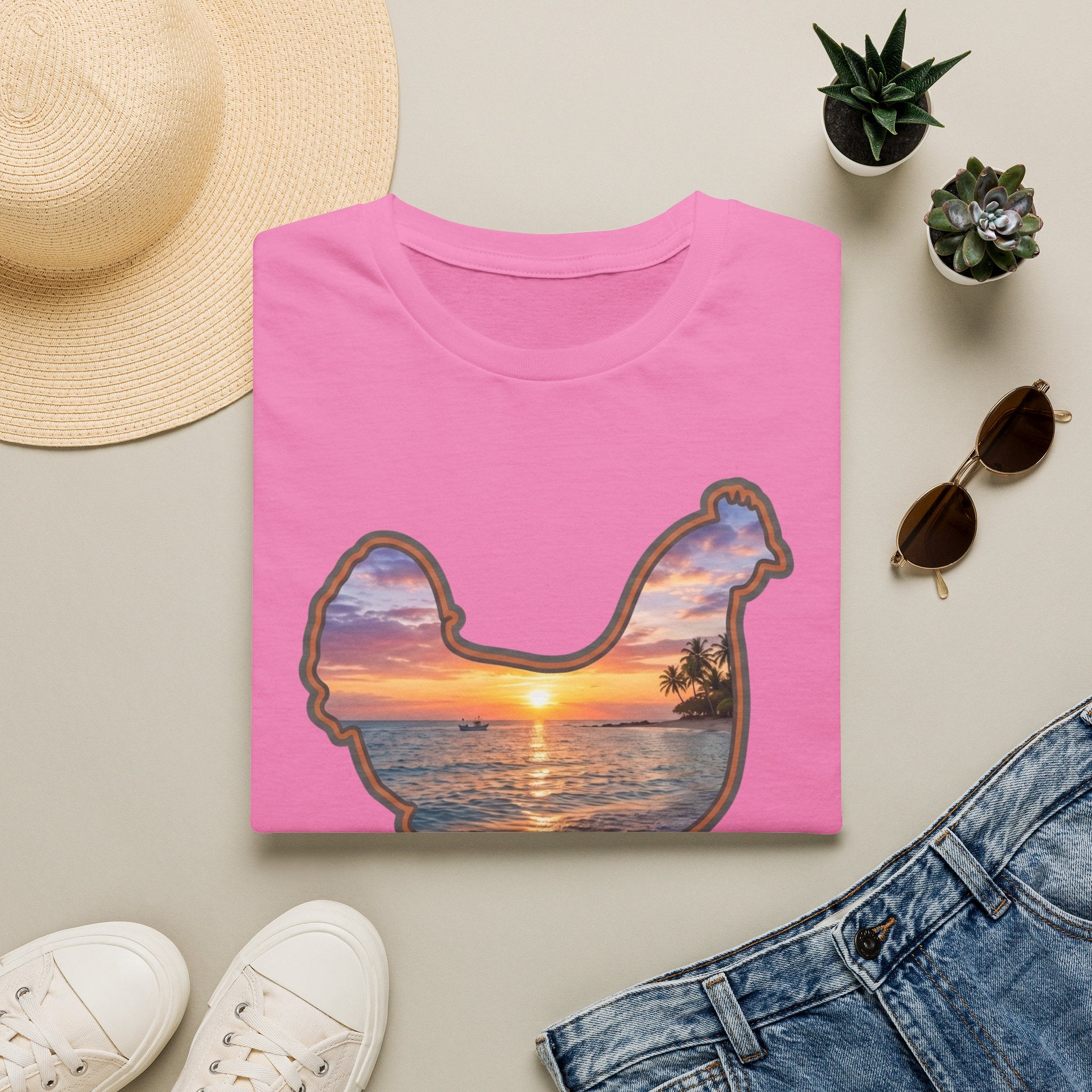 Hen Silhouette Beach T-Shirt