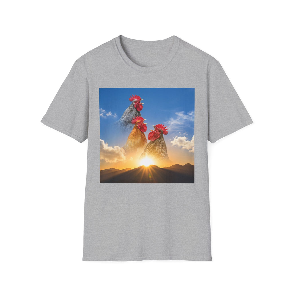 3 Rooster Sunrise Mountain T-Shirt