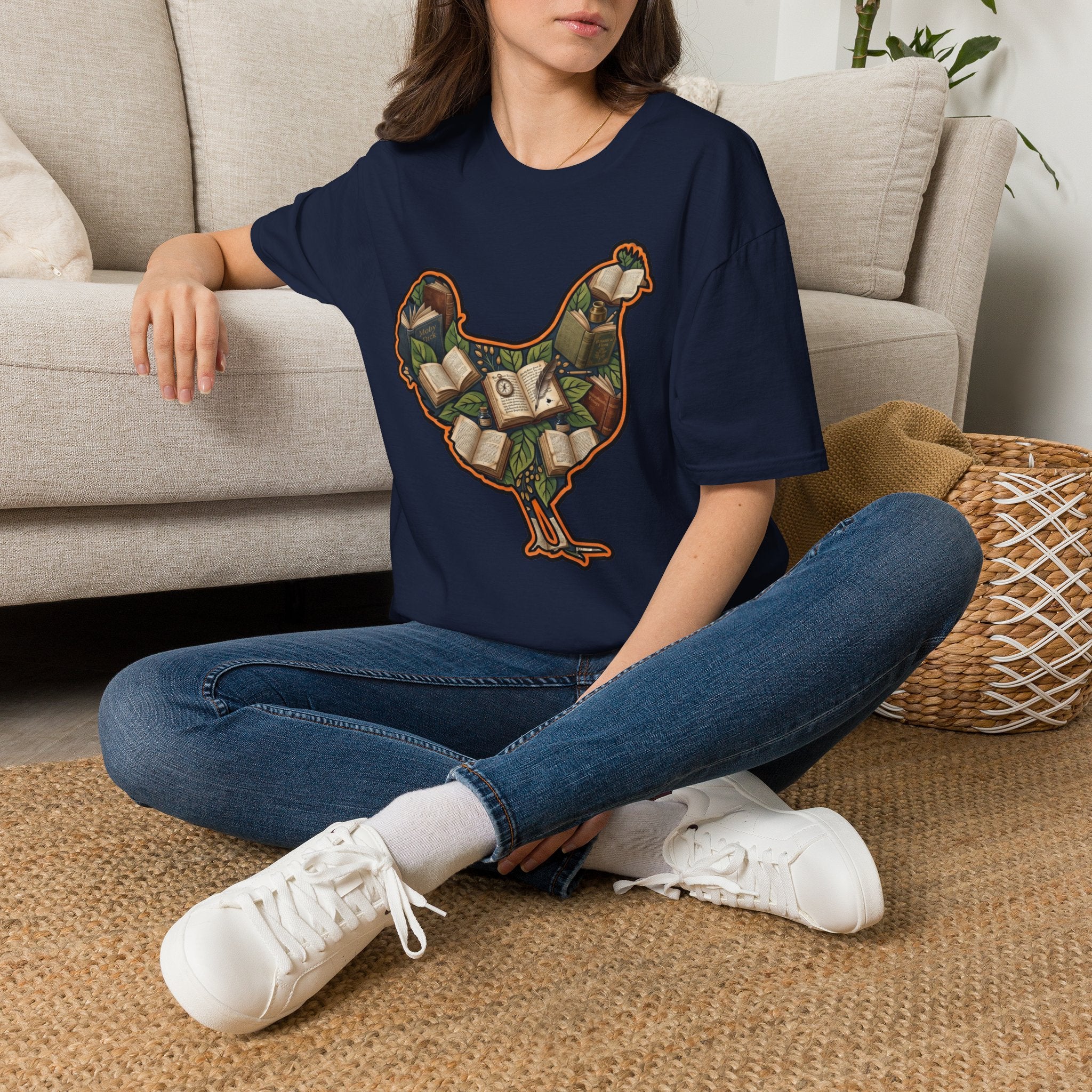 Hen Silhouette Books T-Shirt