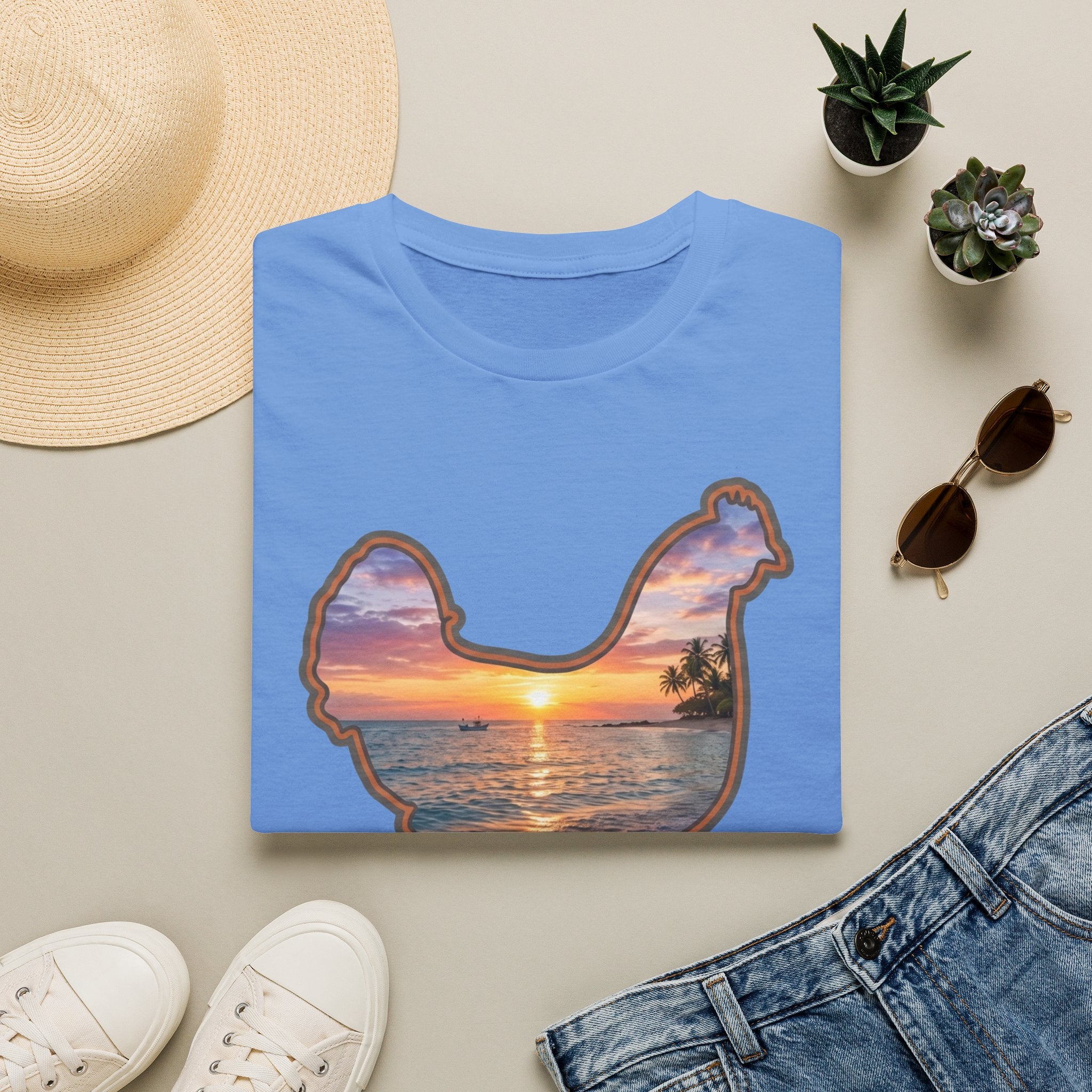 Hen Silhouette Beach T-Shirt