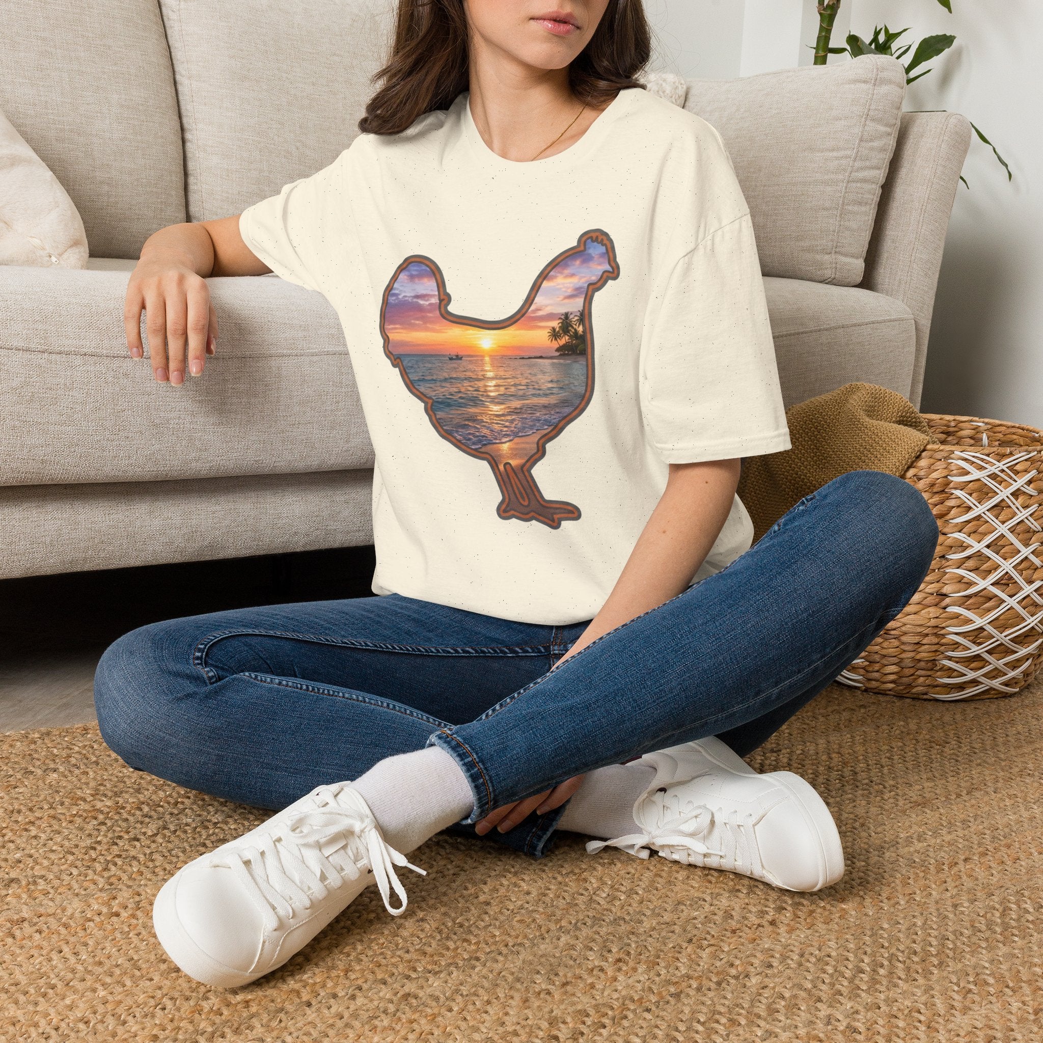 Hen Silhouette Beach T-Shirt