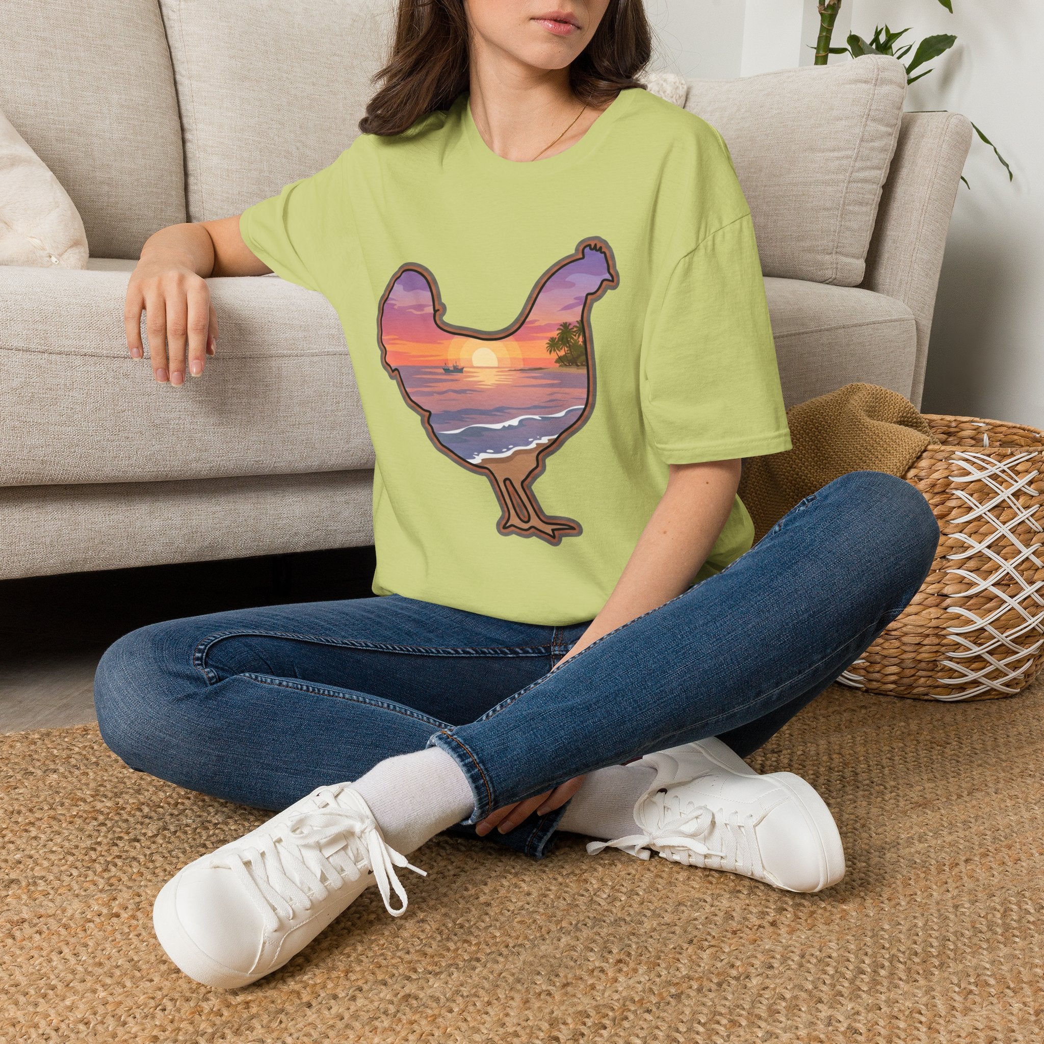 Hen Silhouette Beach V T-Shirt