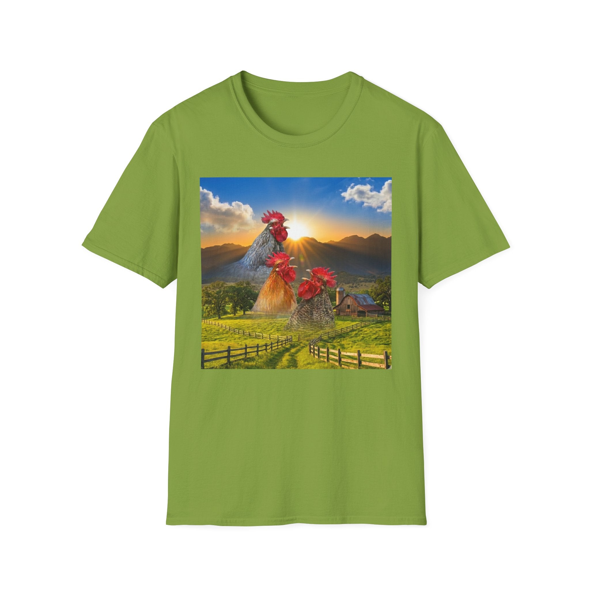 3 Rooster Sunrise Barn T-Shirt