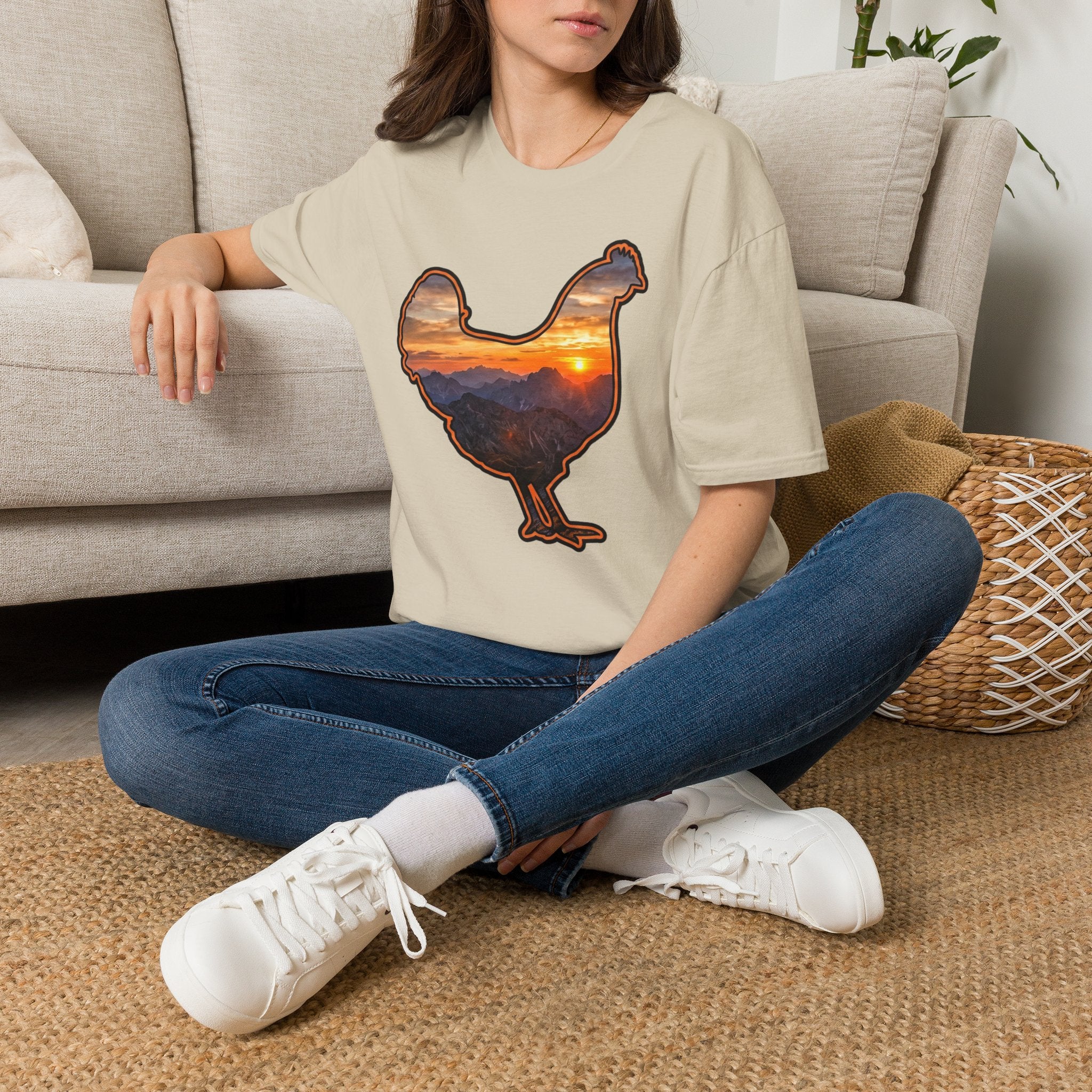 Hen Silhouette Mountain Sunset T-Shirt