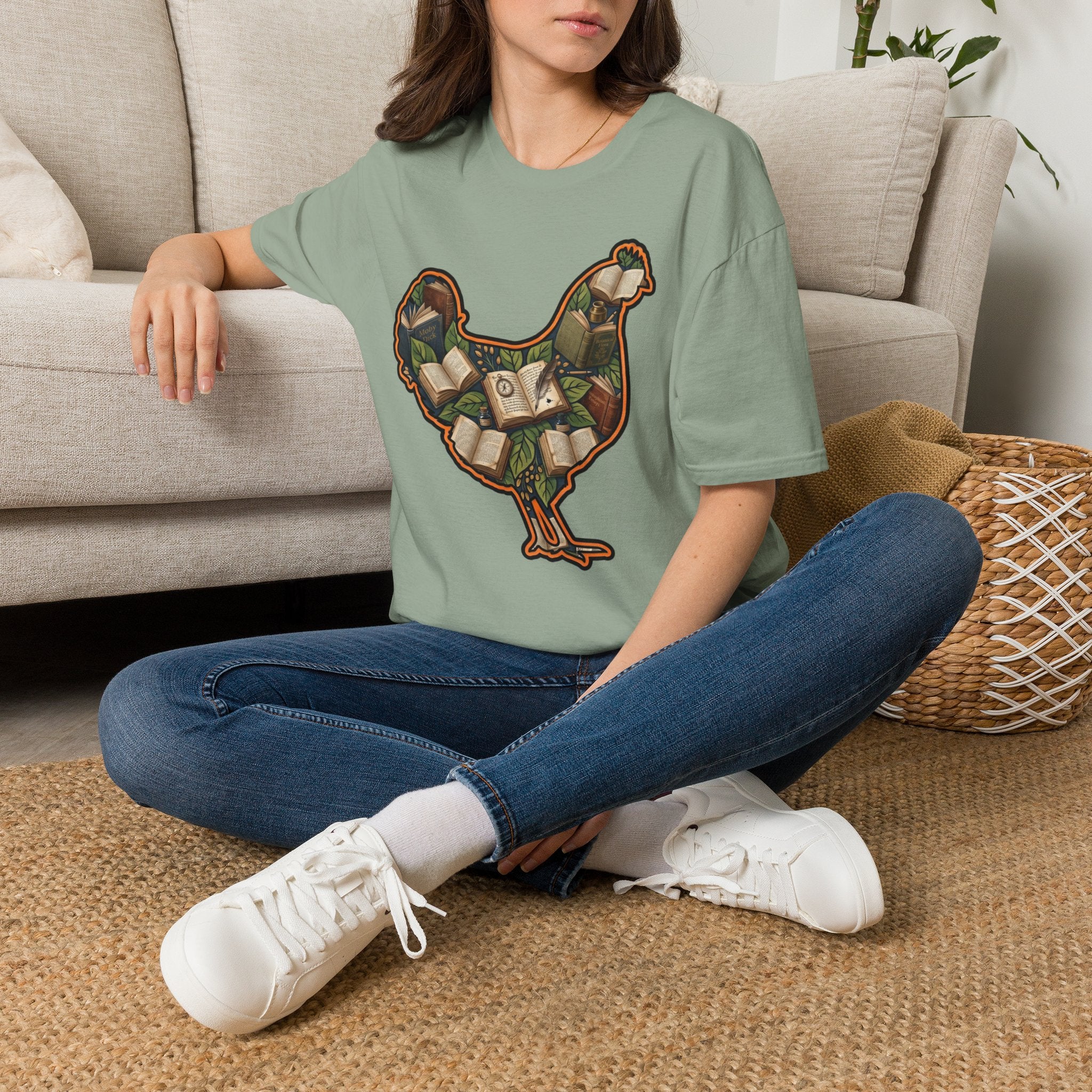 Hen Silhouette Books T-Shirt