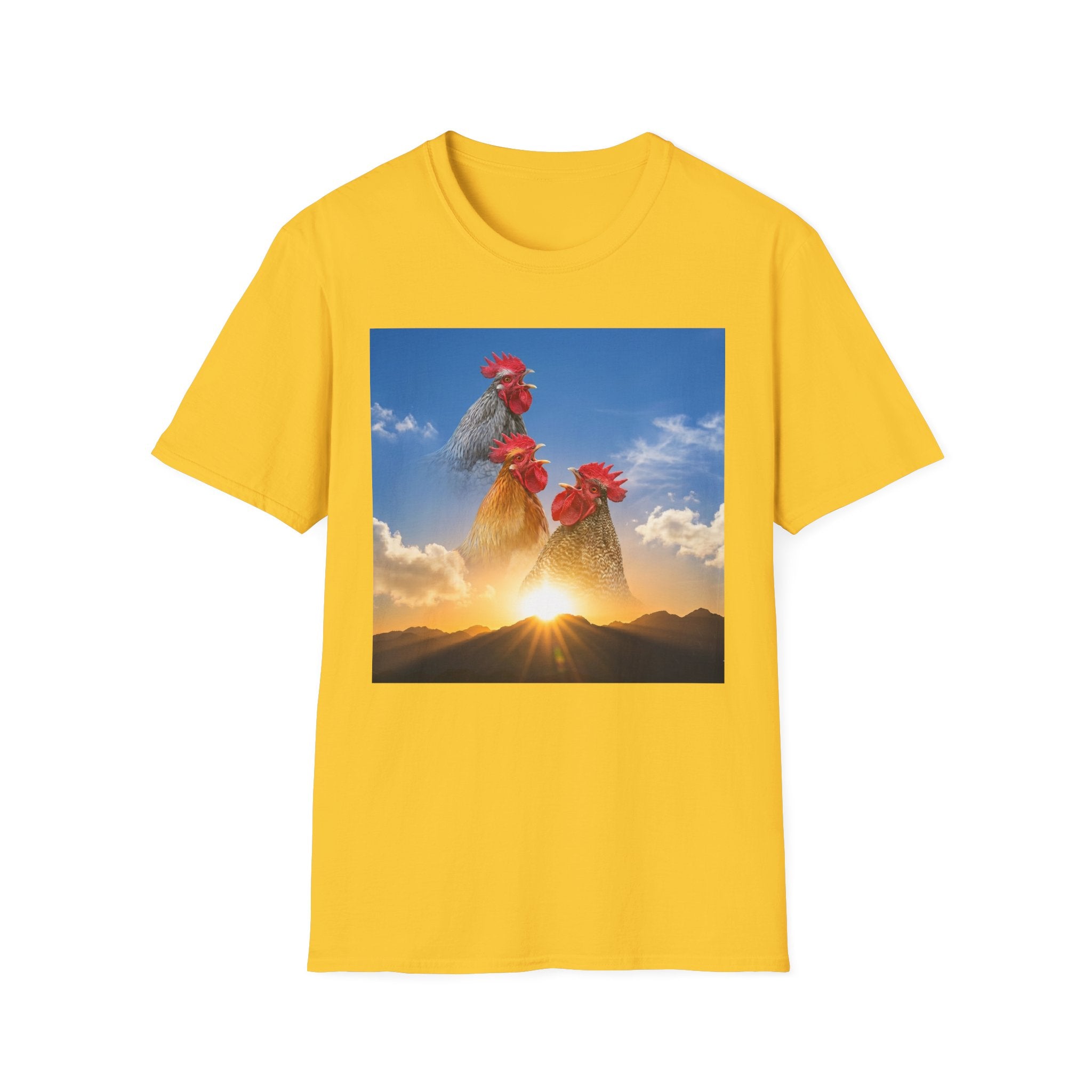 3 Rooster Sunrise Mountain T-Shirt