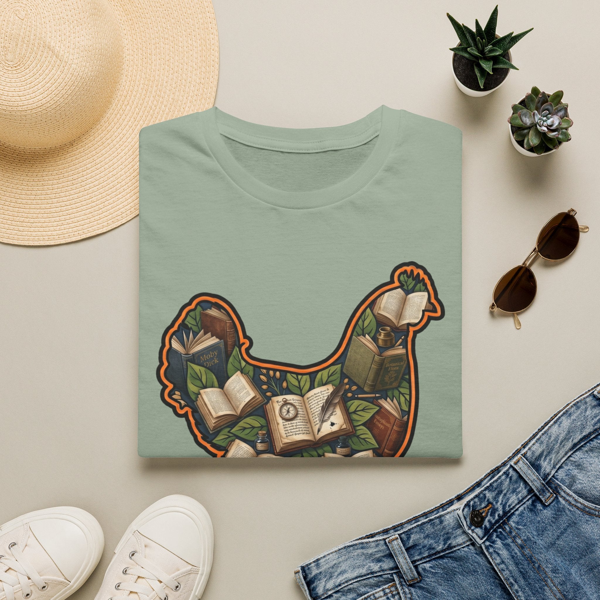 Hen Silhouette Books T-Shirt