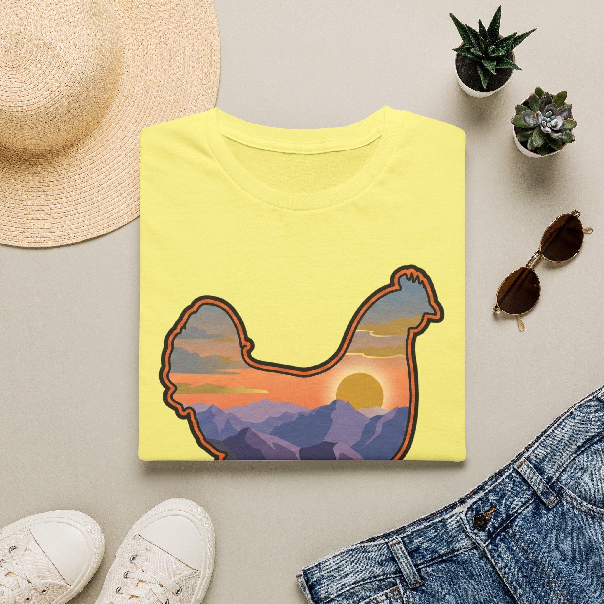 Hen Silhouette Mountain Sunset V T-Shirt