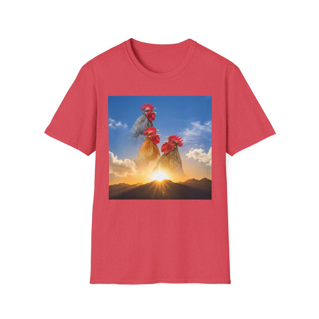 3 Rooster Sunrise Mountain T-Shirt