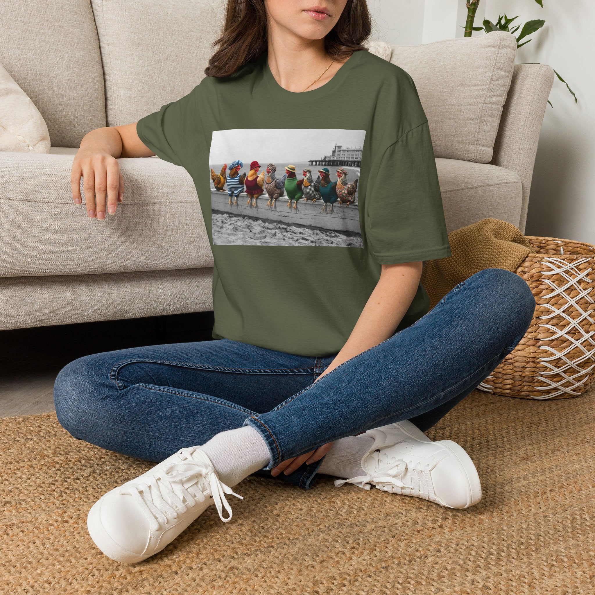 Beach Hens Sitting Color T-Shirt