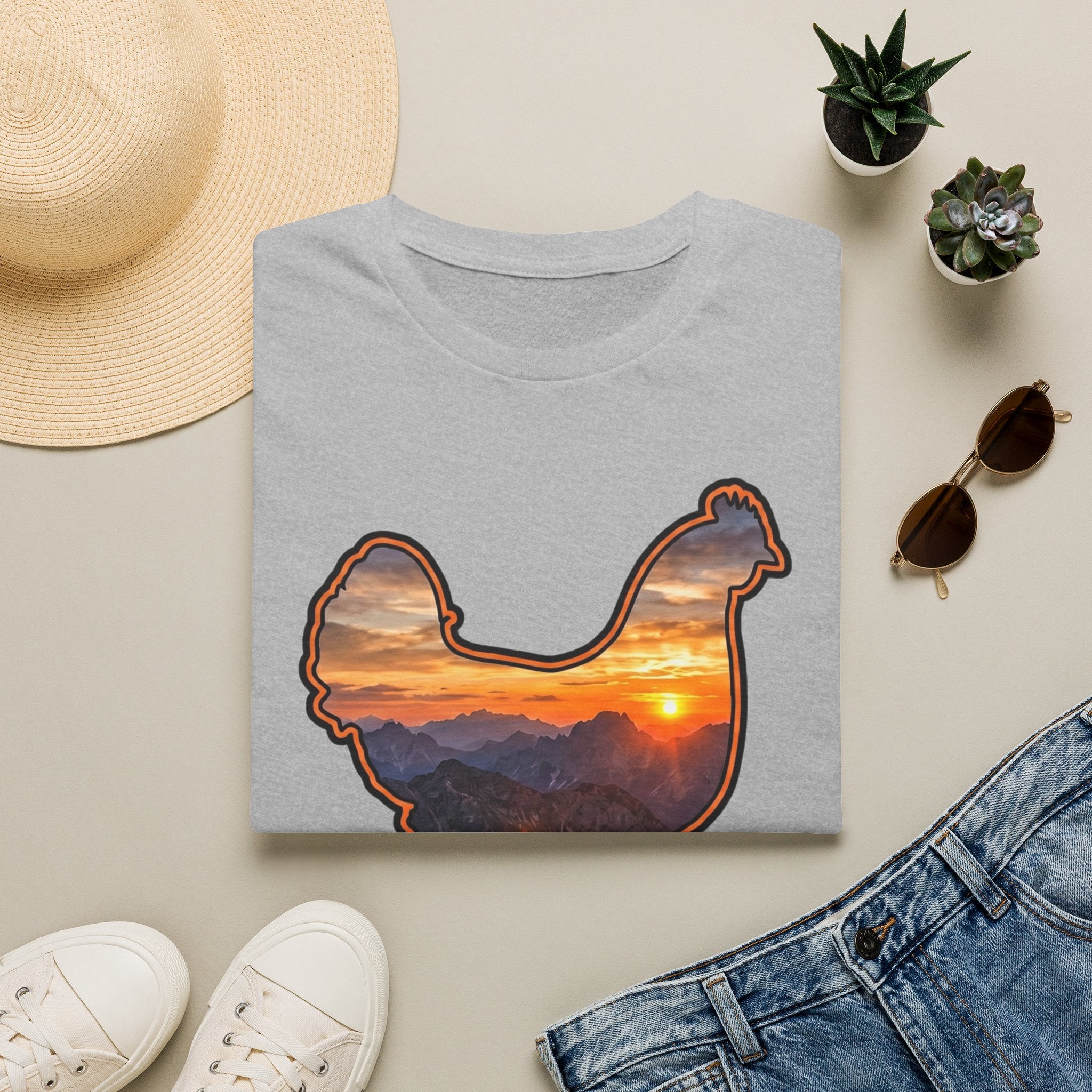 Hen Silhouette Mountain Sunset T-Shirt
