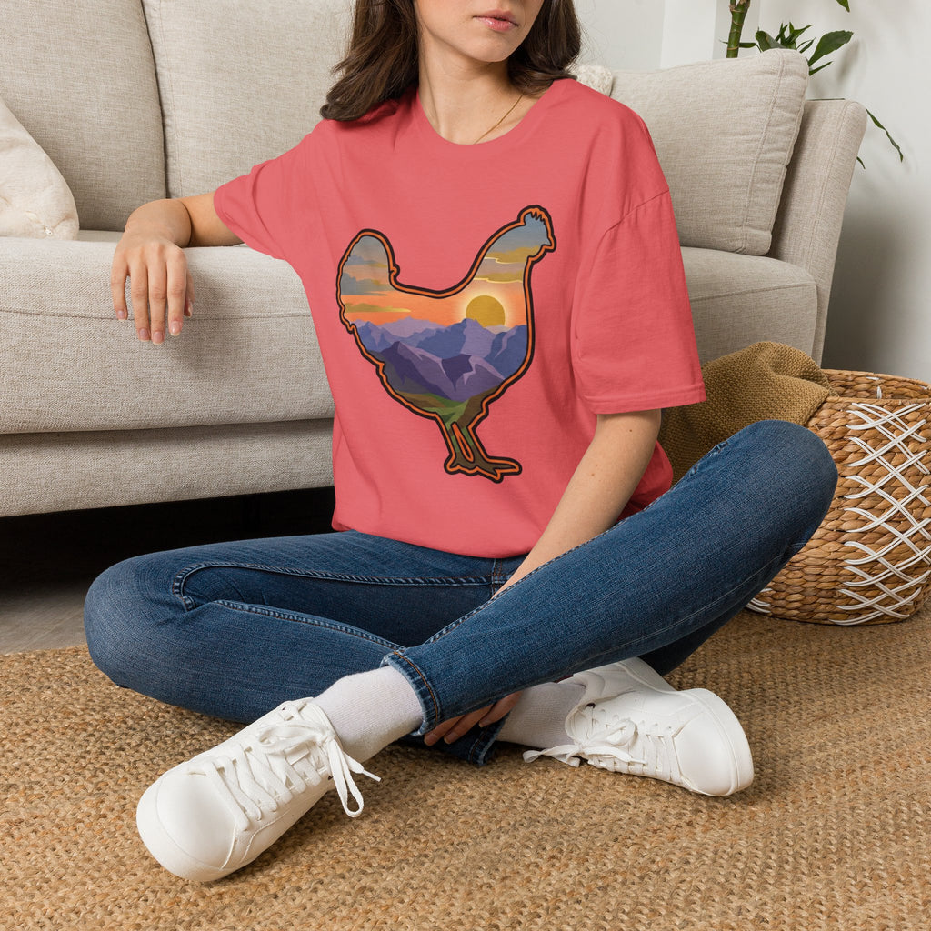 Hen Silhouette Mountain Sunset V T-Shirt
