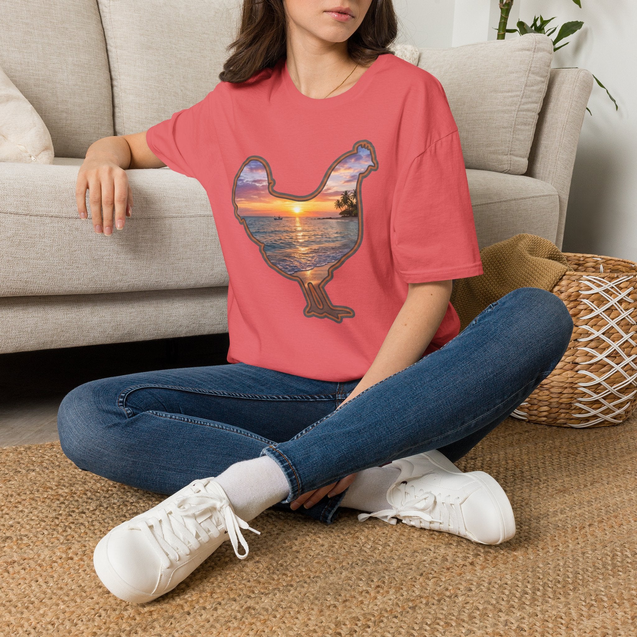 Hen Silhouette Beach T-Shirt