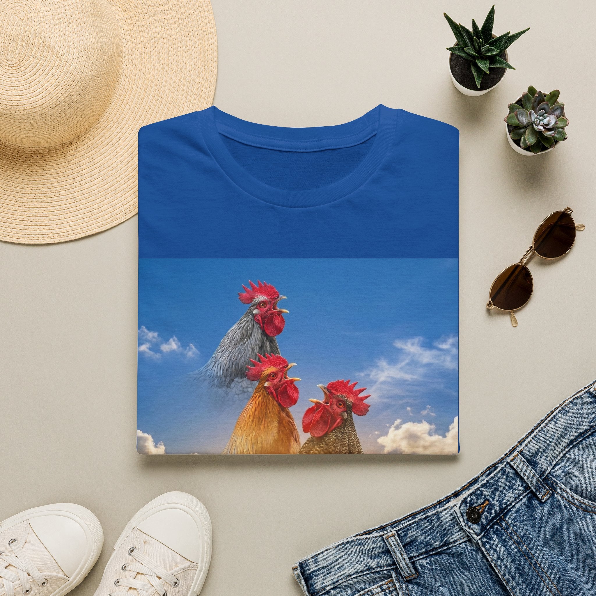 3 Rooster Sunrise Mountain T-Shirt