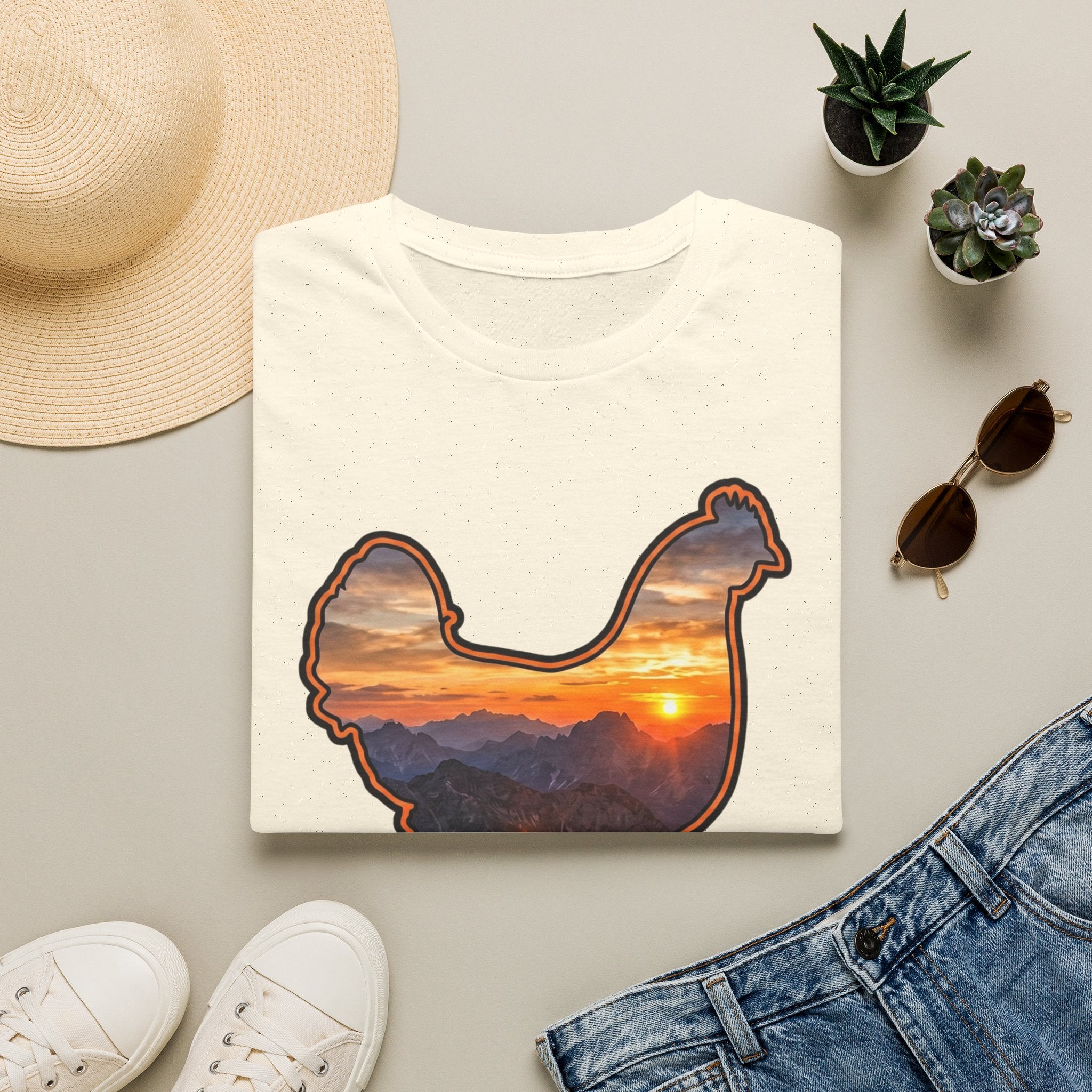 Hen Silhouette Mountain Sunset T-Shirt