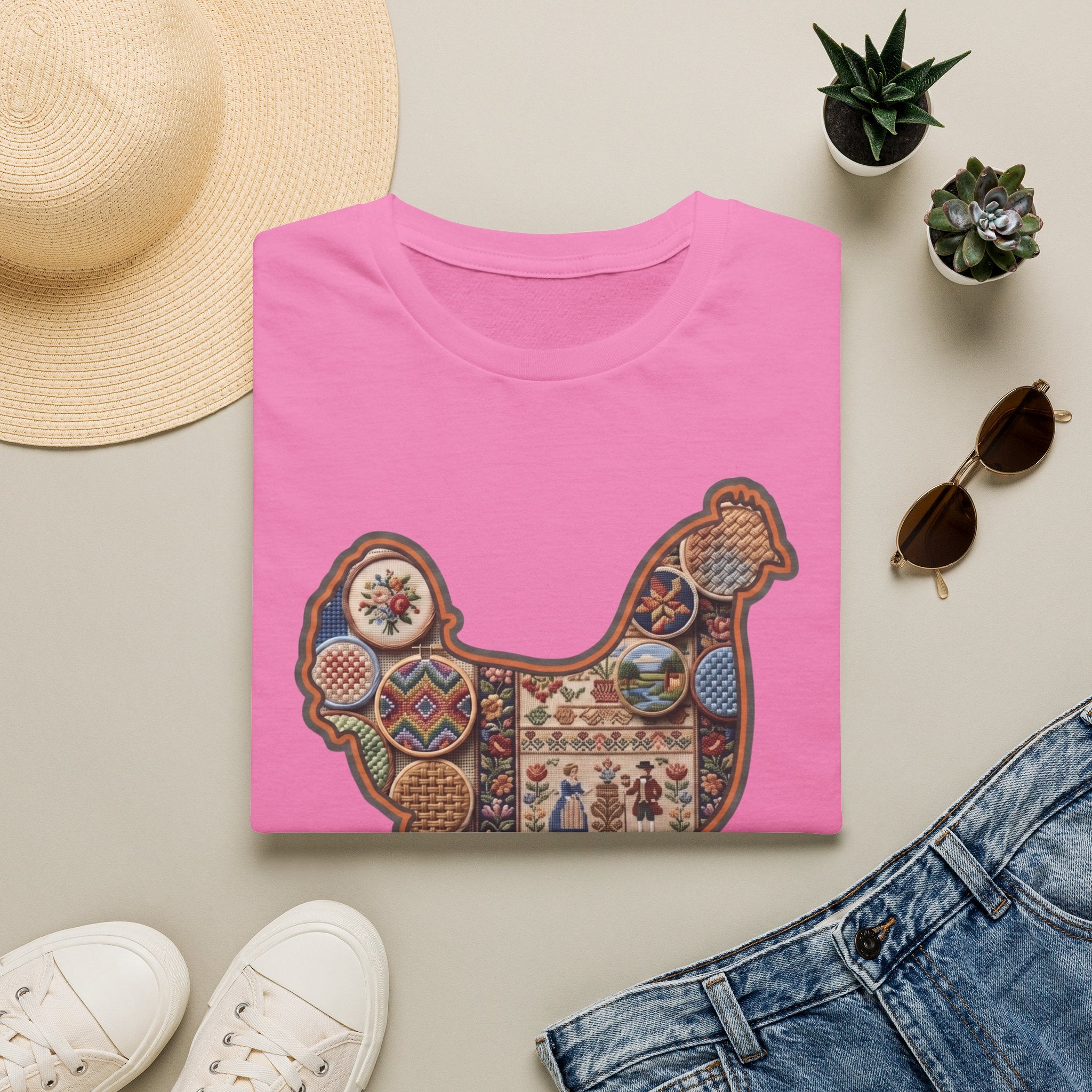 Hen Silhouette Needlepoint T-Shirt