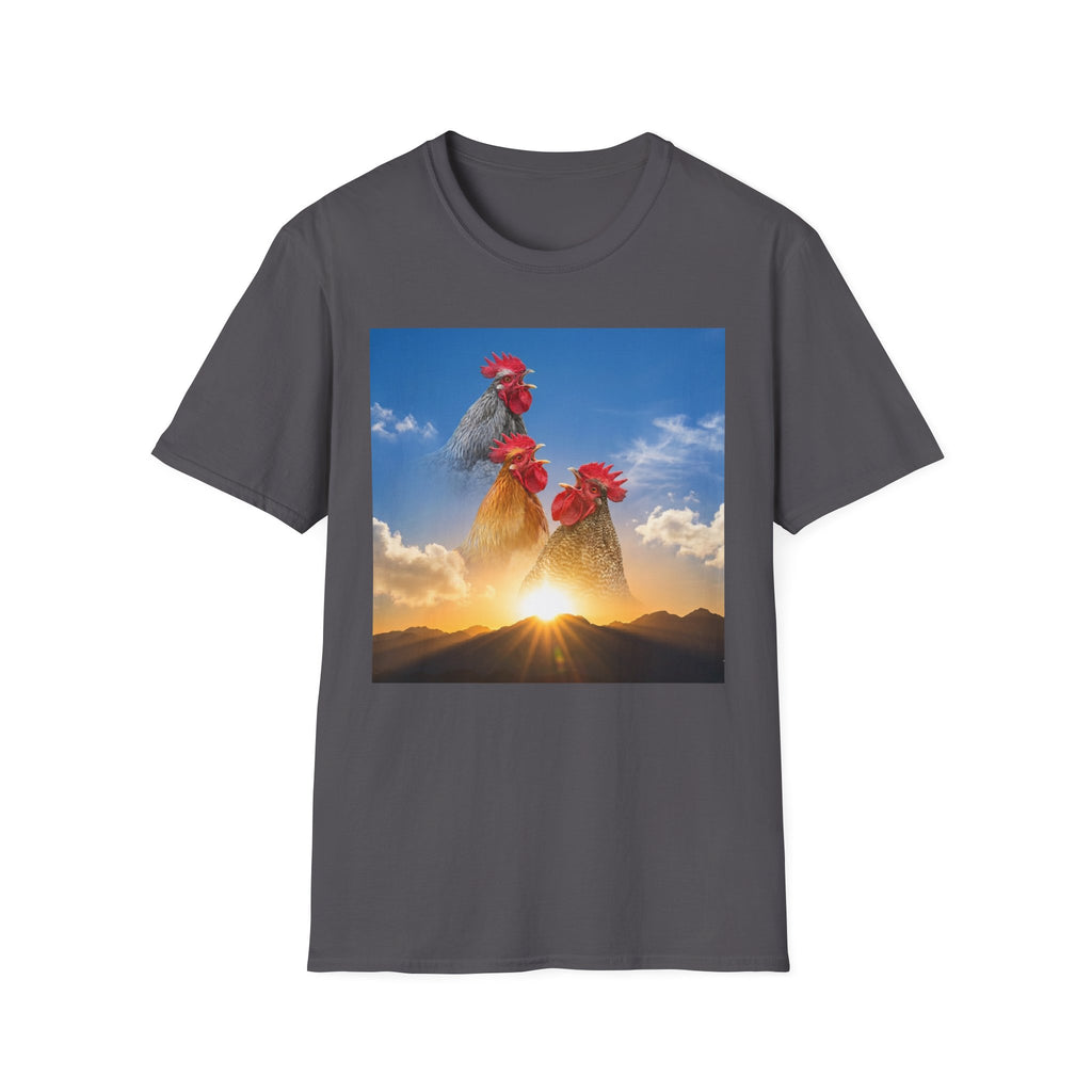 3 Rooster Sunrise Mountain T-Shirt