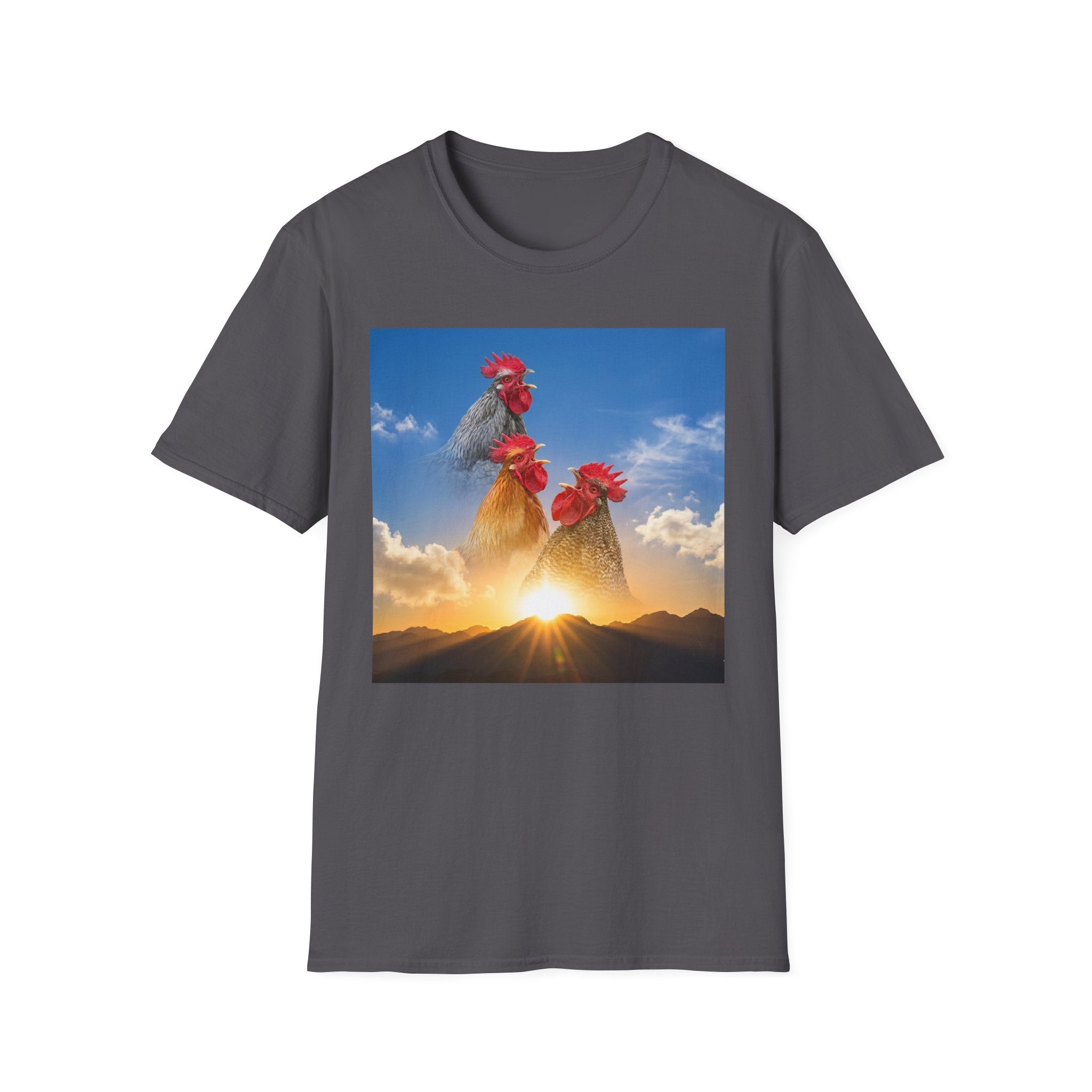 3 Rooster Sunrise Mountain T-Shirt