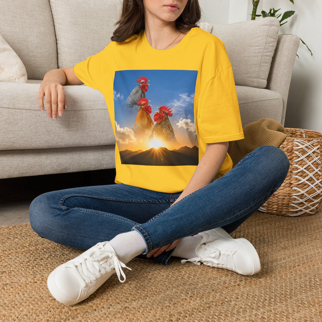 3 Rooster Sunrise Mountain T-Shirt