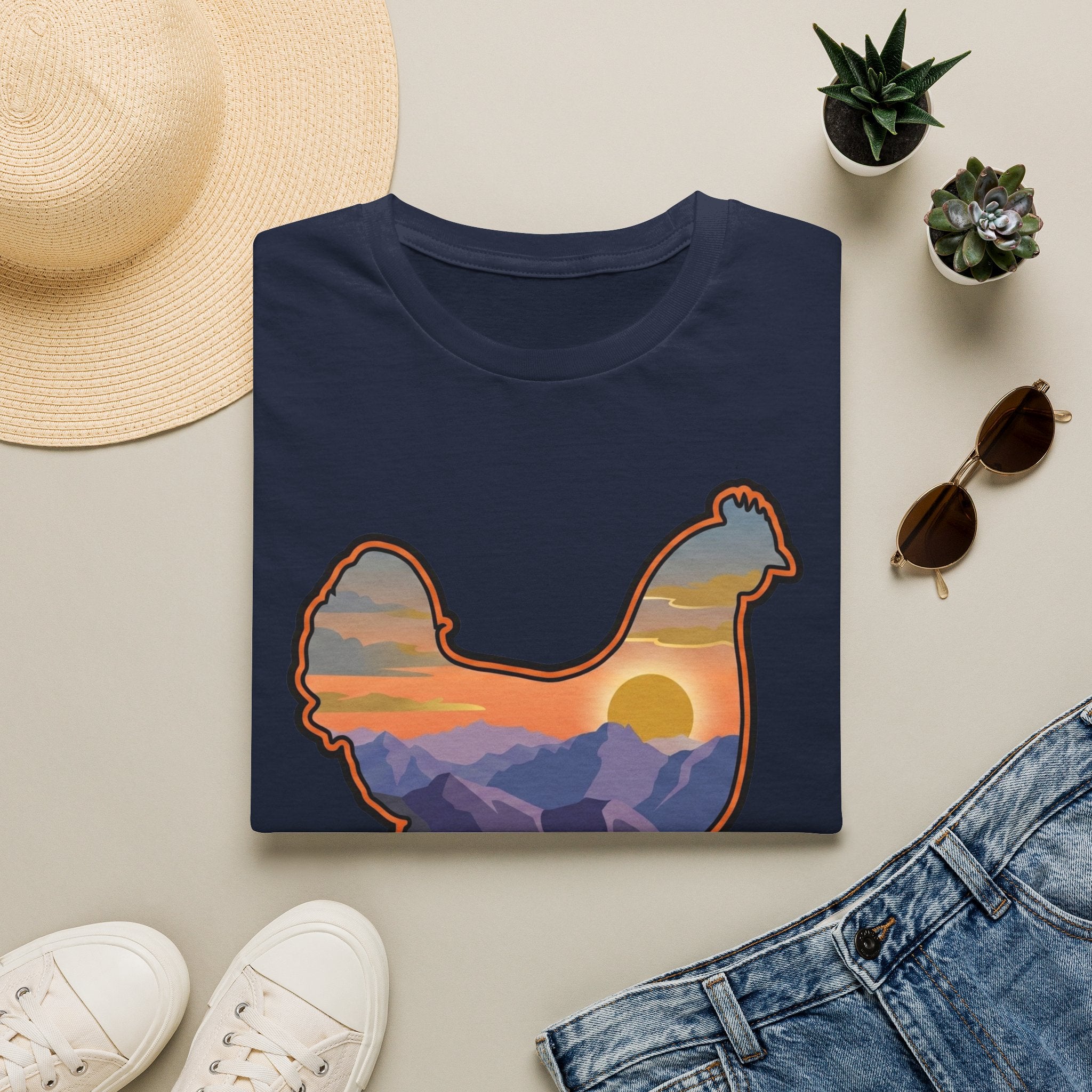 Hen Silhouette Mountain Sunset V T-Shirt