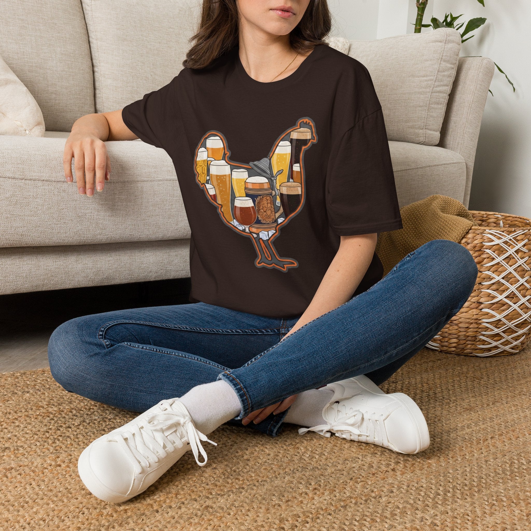 Hen Silhouette Beer V T-Shirt