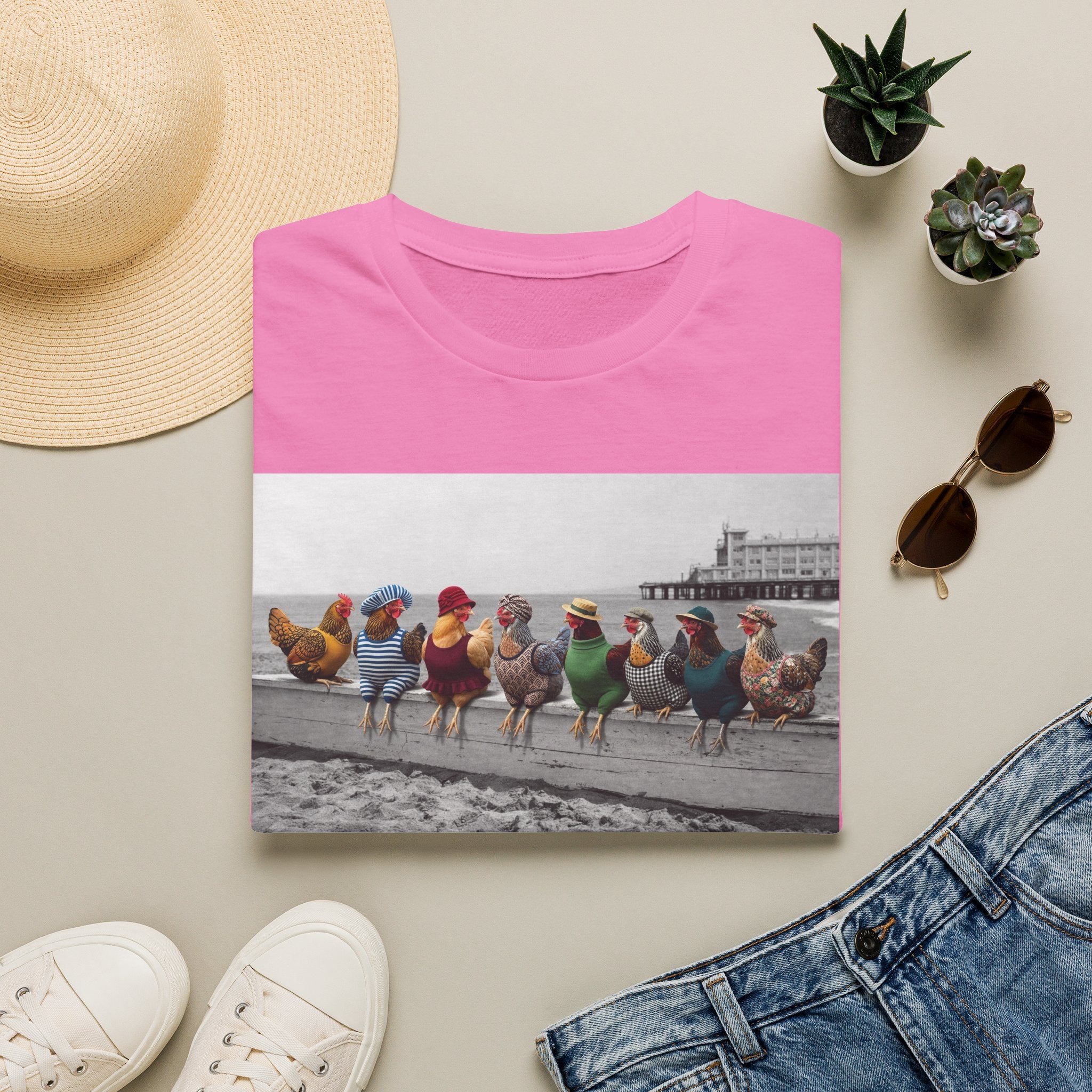 Beach Hens Sitting Color T-Shirt