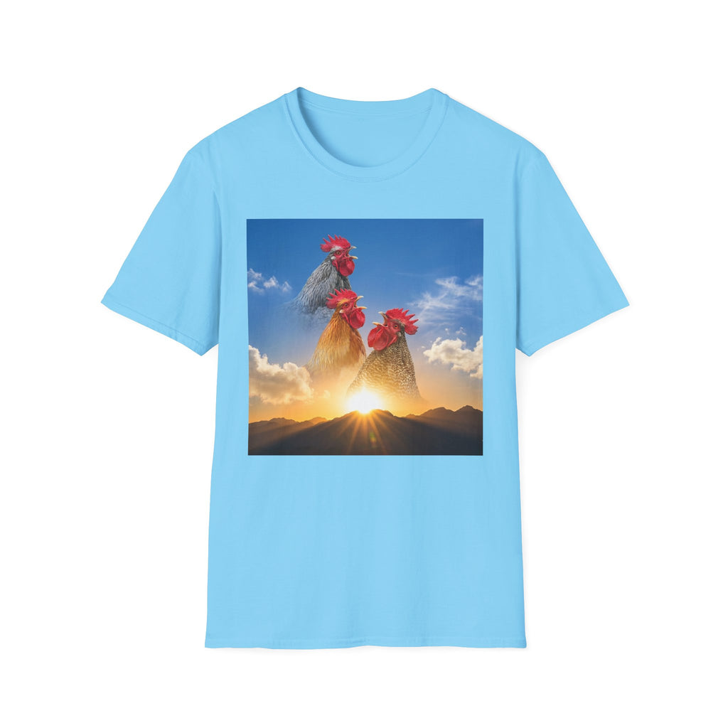 3 Rooster Sunrise Mountain T-Shirt