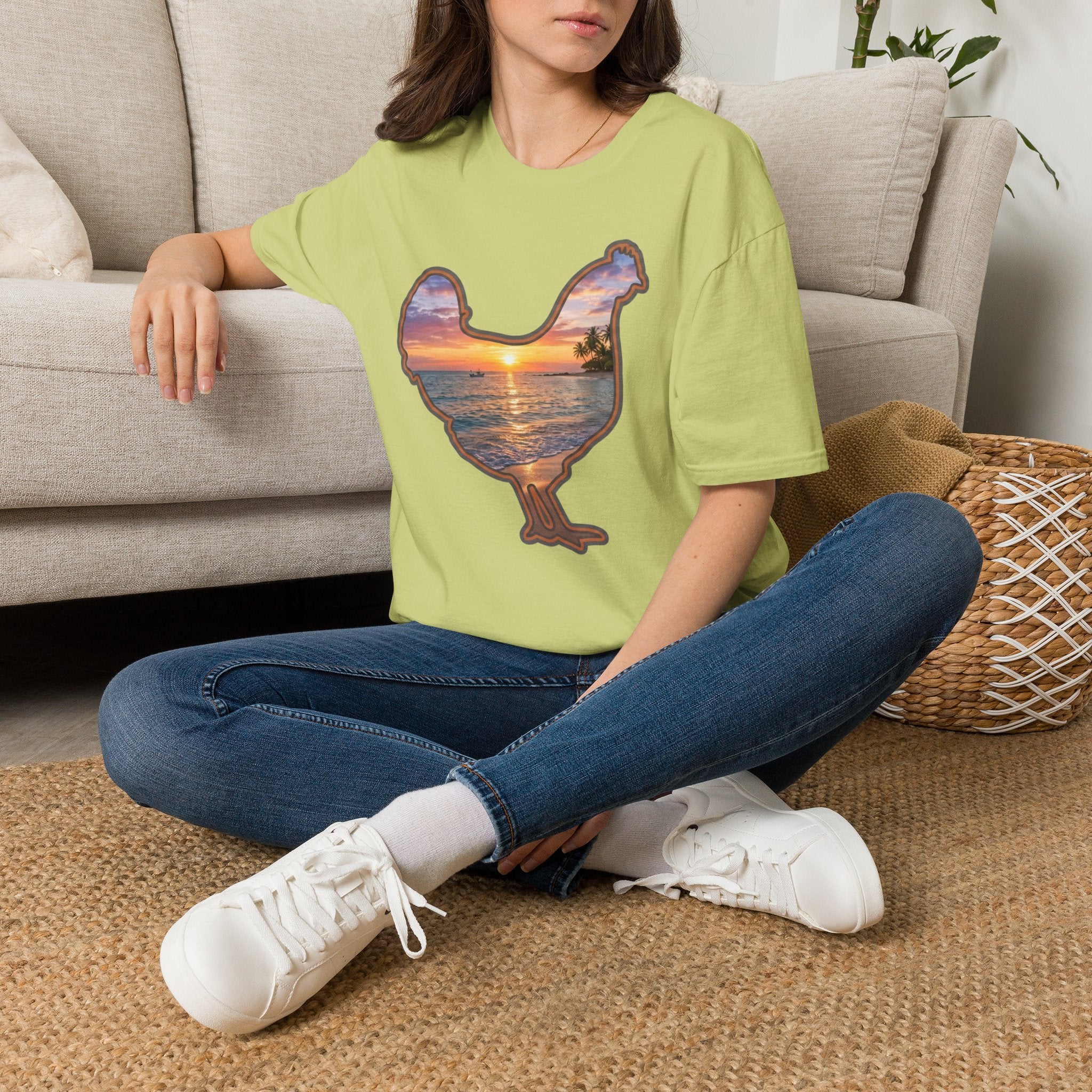 Hen Silhouette Beach T-Shirt
