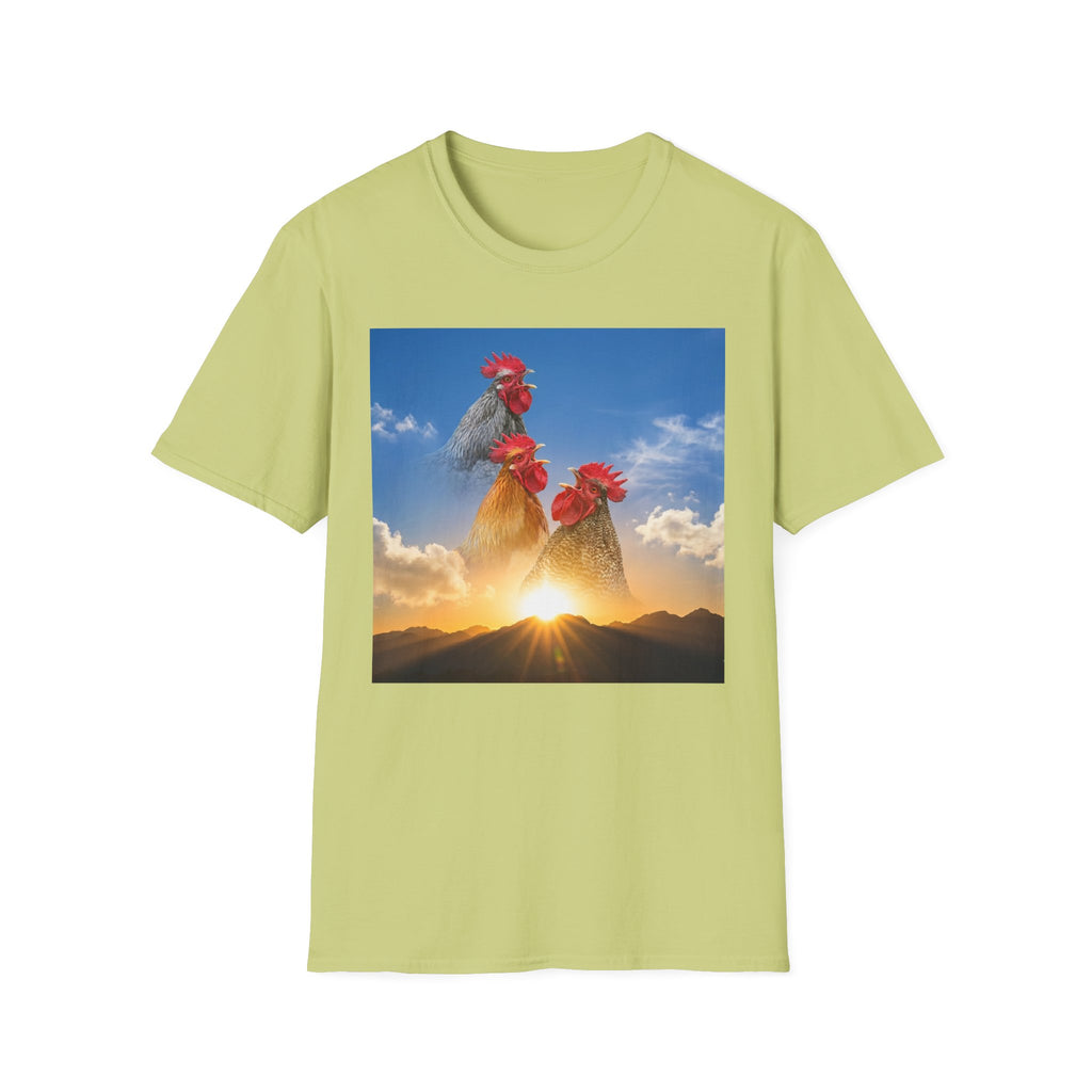 3 Rooster Sunrise Mountain T-Shirt