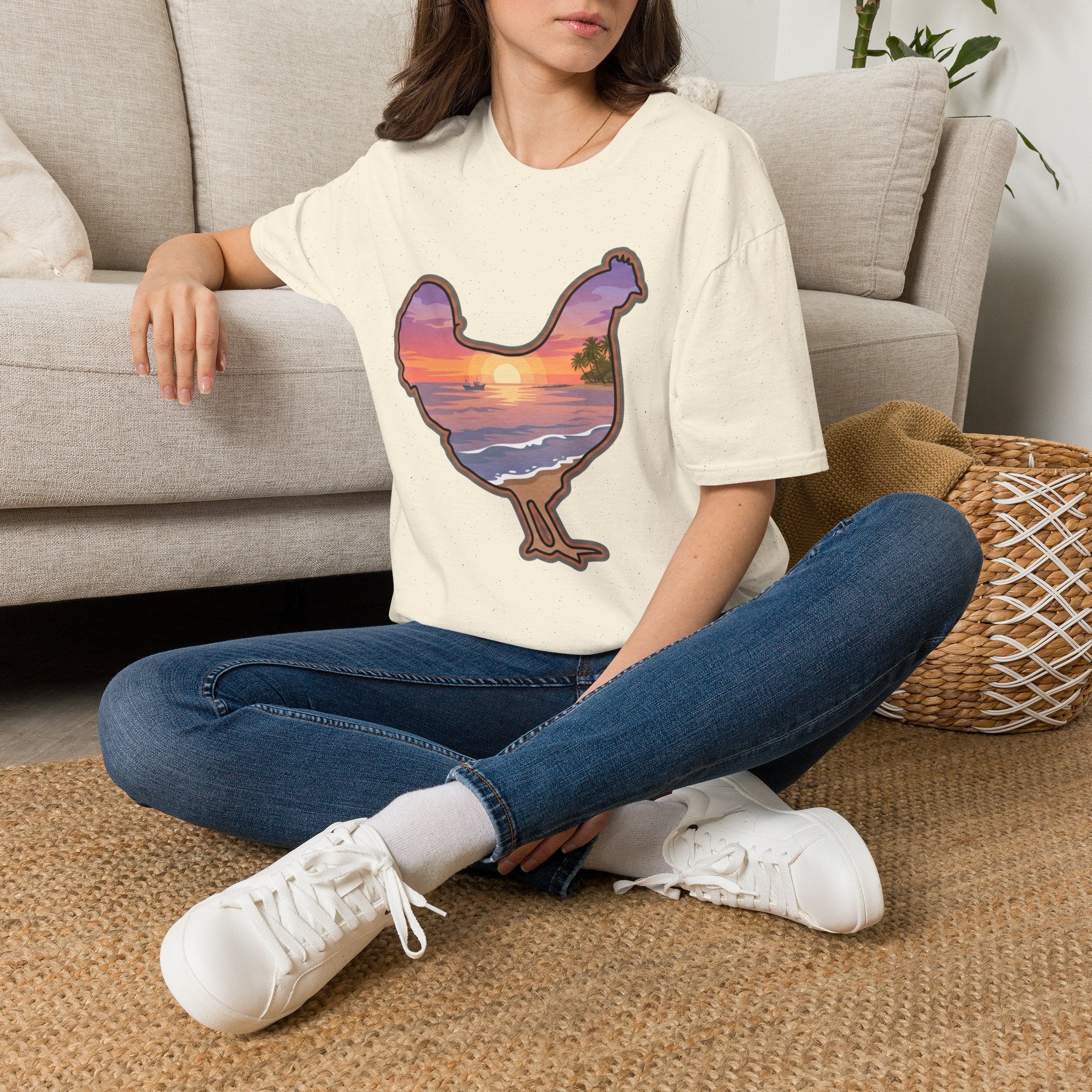 Hen Silhouette Beach V T-Shirt