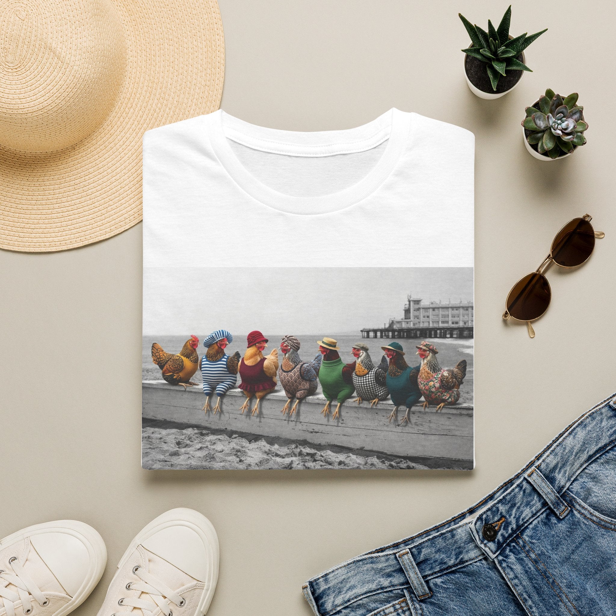 Beach Hens Sitting Color T-Shirt