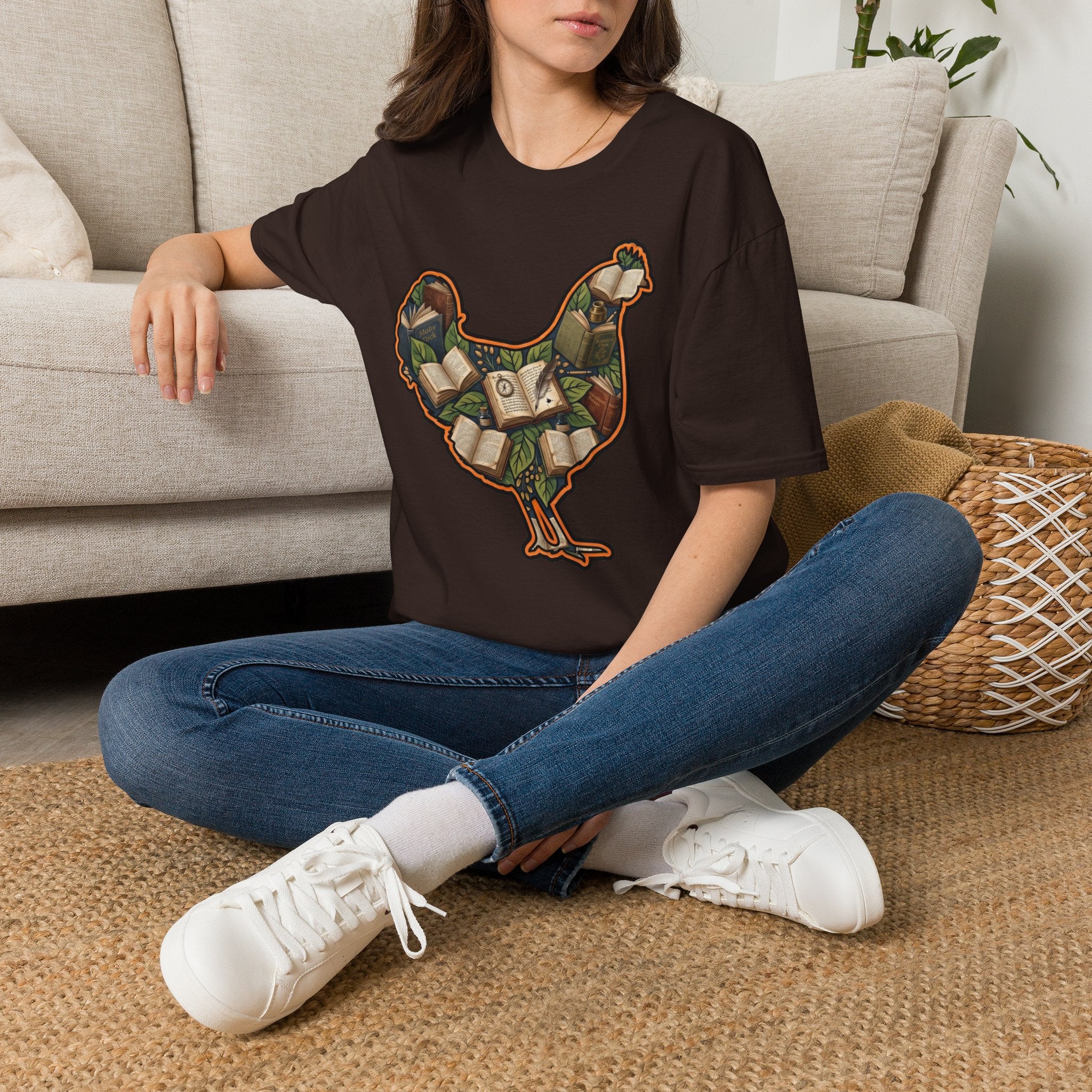 Hen Silhouette Books T-Shirt