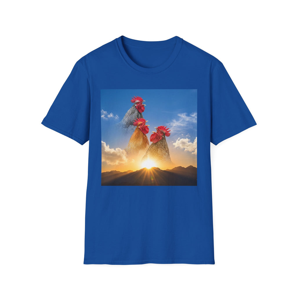 3 Rooster Sunrise Mountain T-Shirt