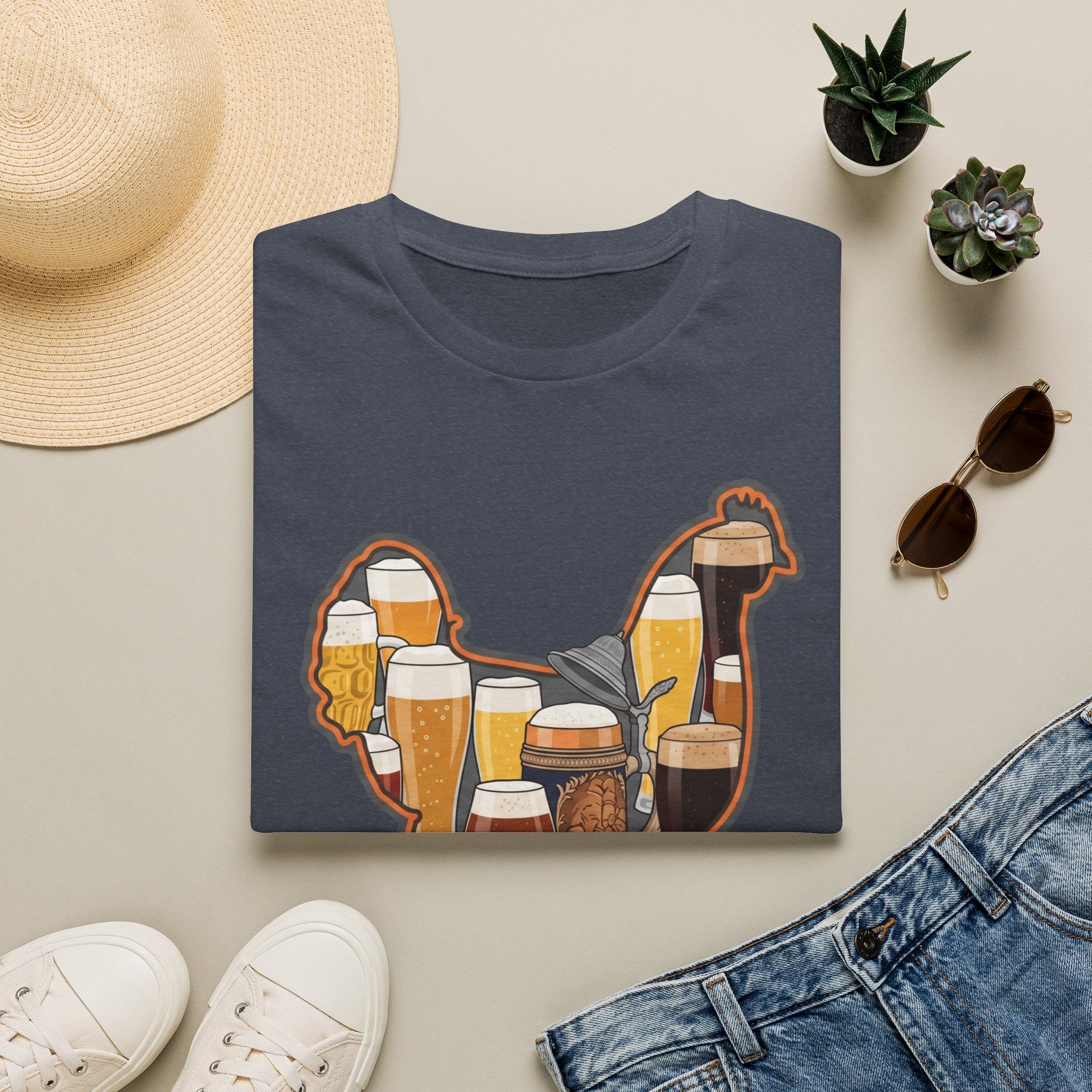 Hen Silhouette Beer V T-Shirt