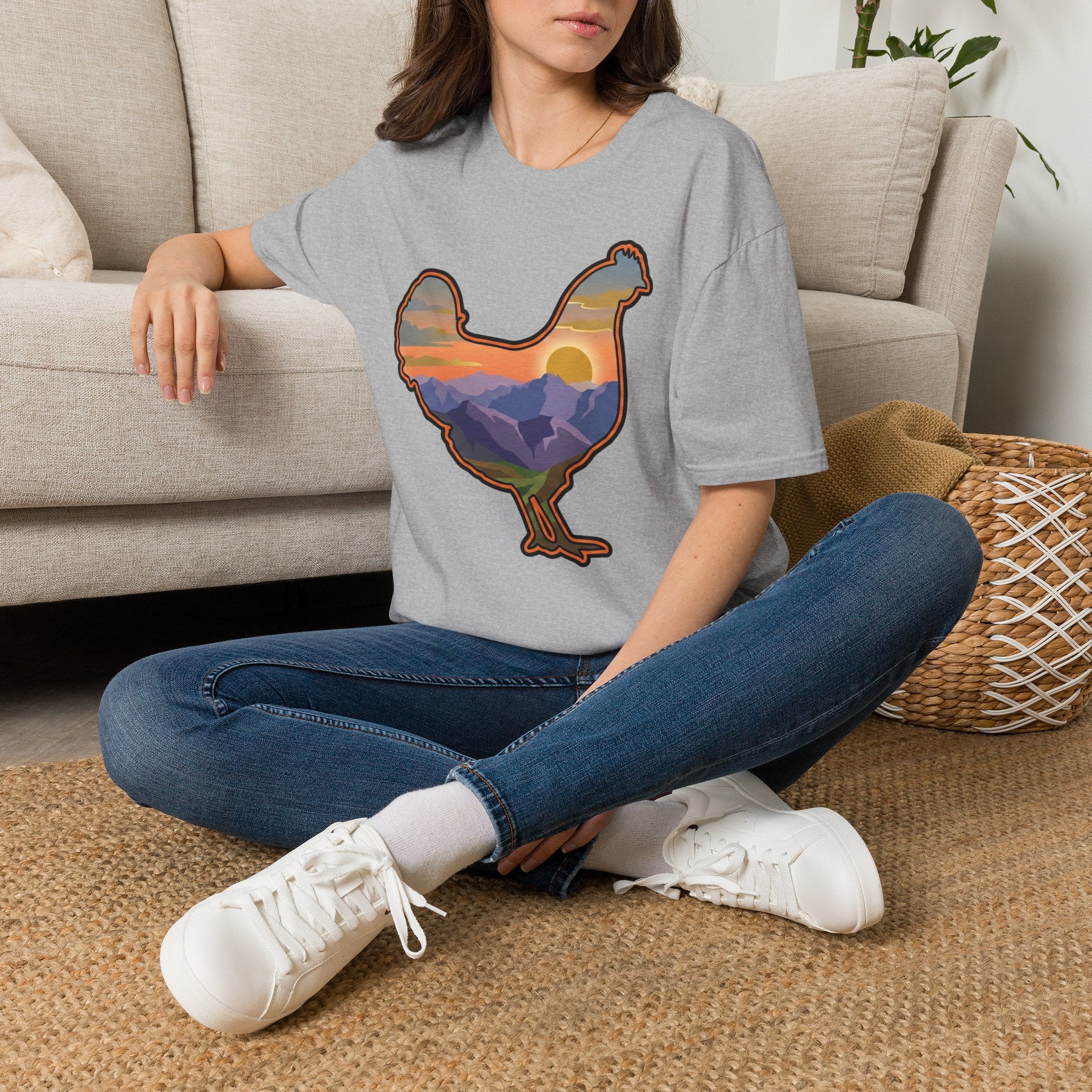 Hen Silhouette Mountain Sunset V T-Shirt